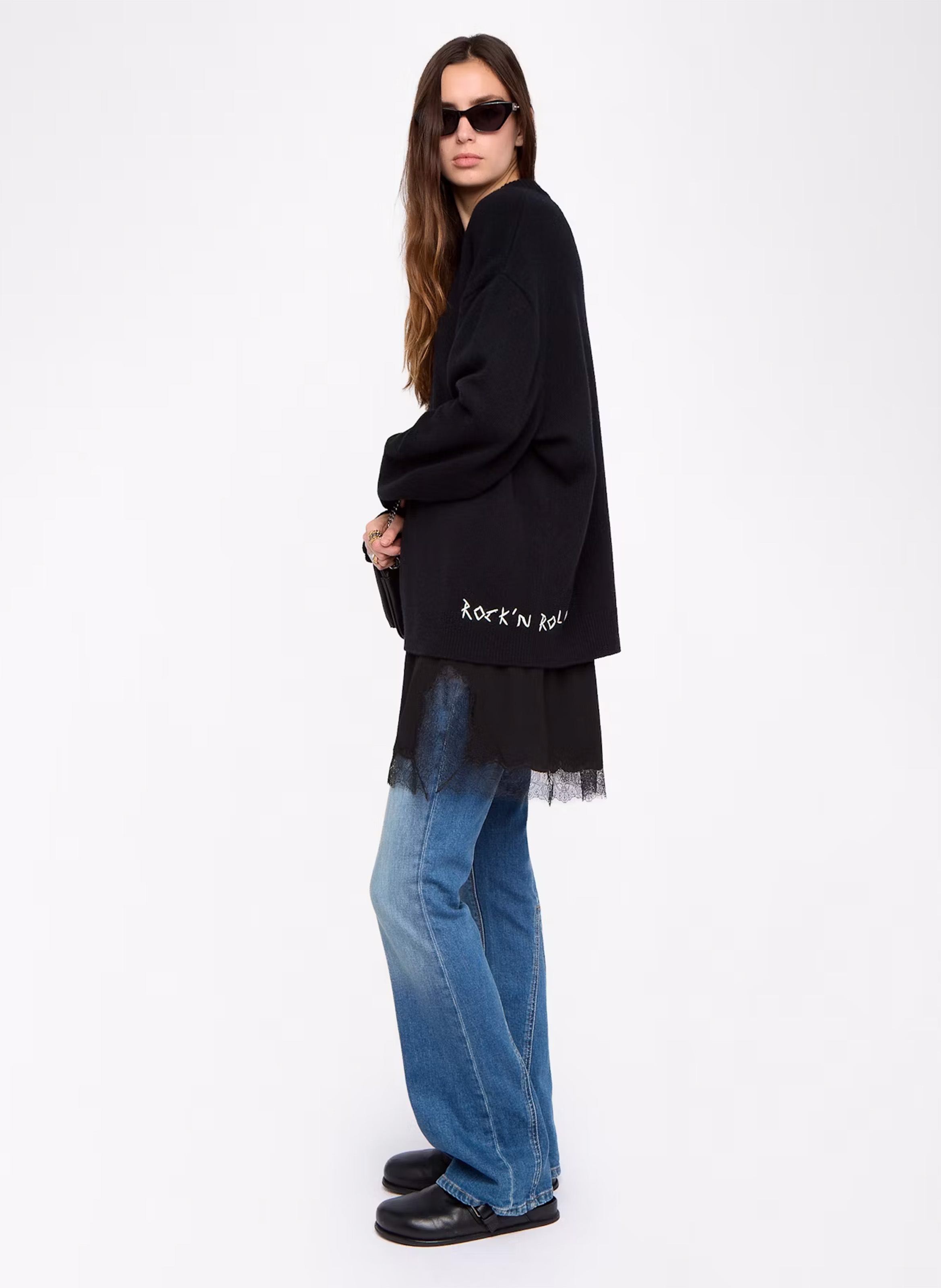 Pull col rond en laine mélangée swyna ZADIG&VOLTAIRE Noir