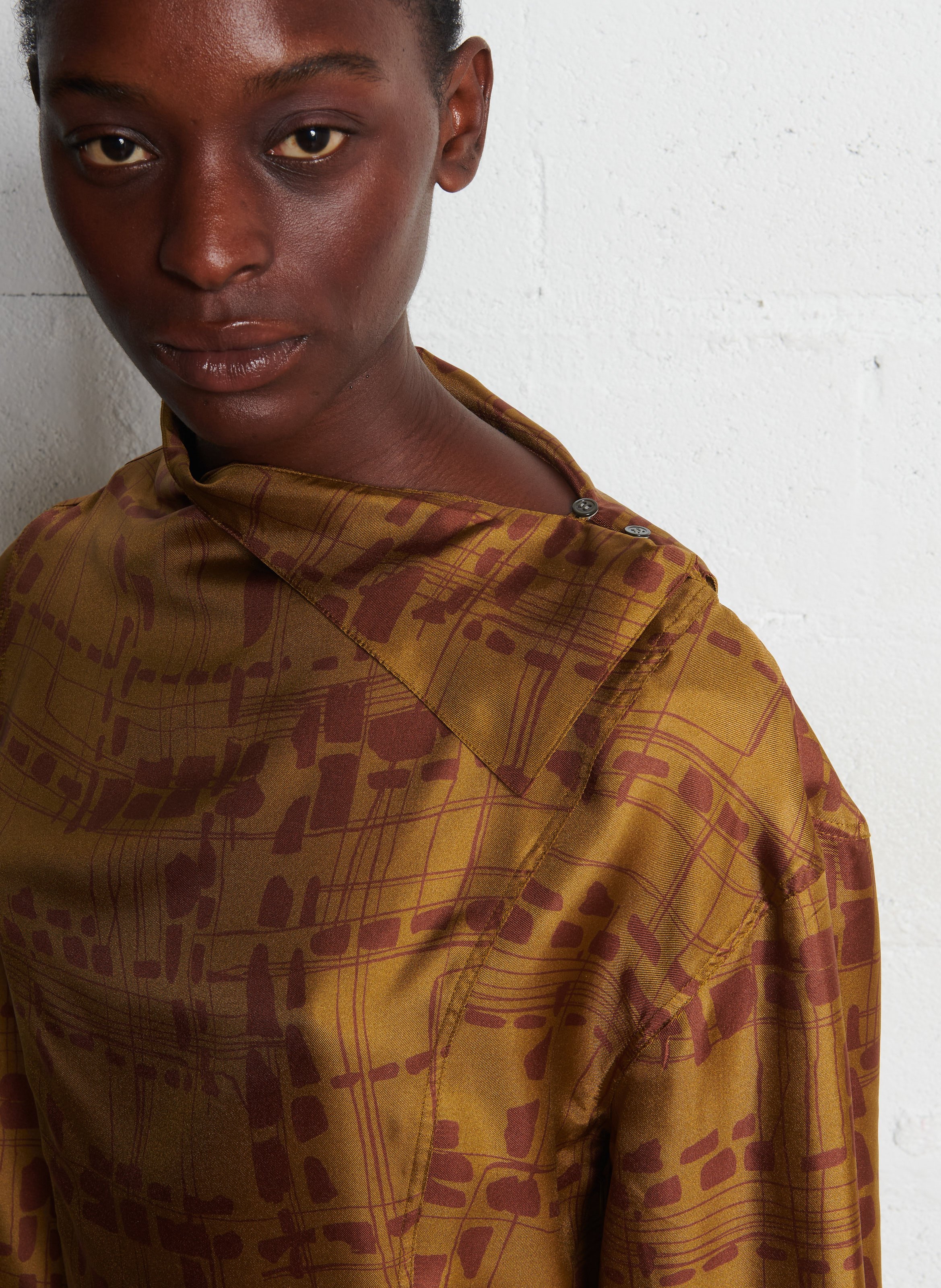 Top ajusté imprimé en soie figari SOEUR Multicolore