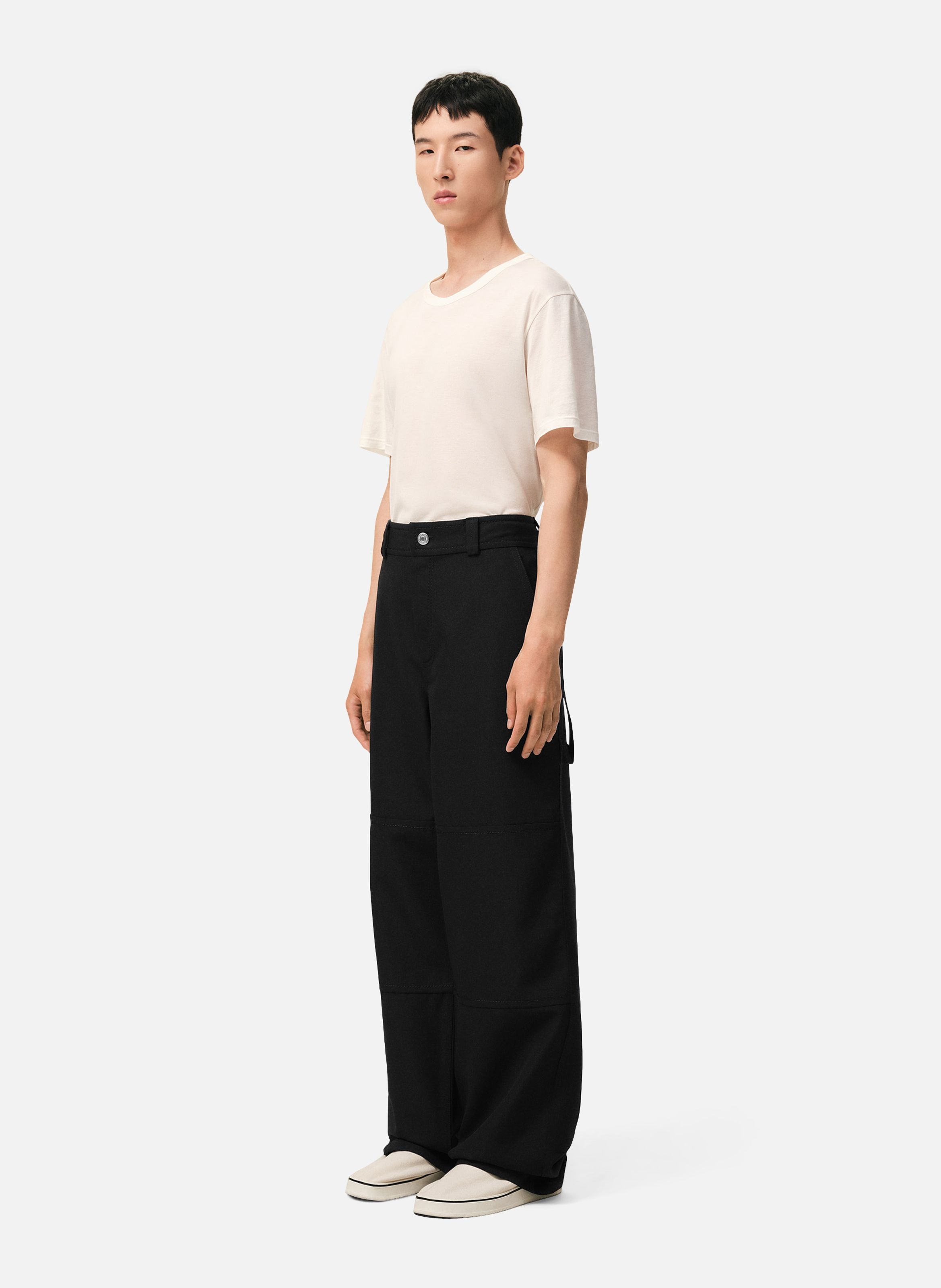 Pantalon worker en laine vierge AMI PARIS Noir