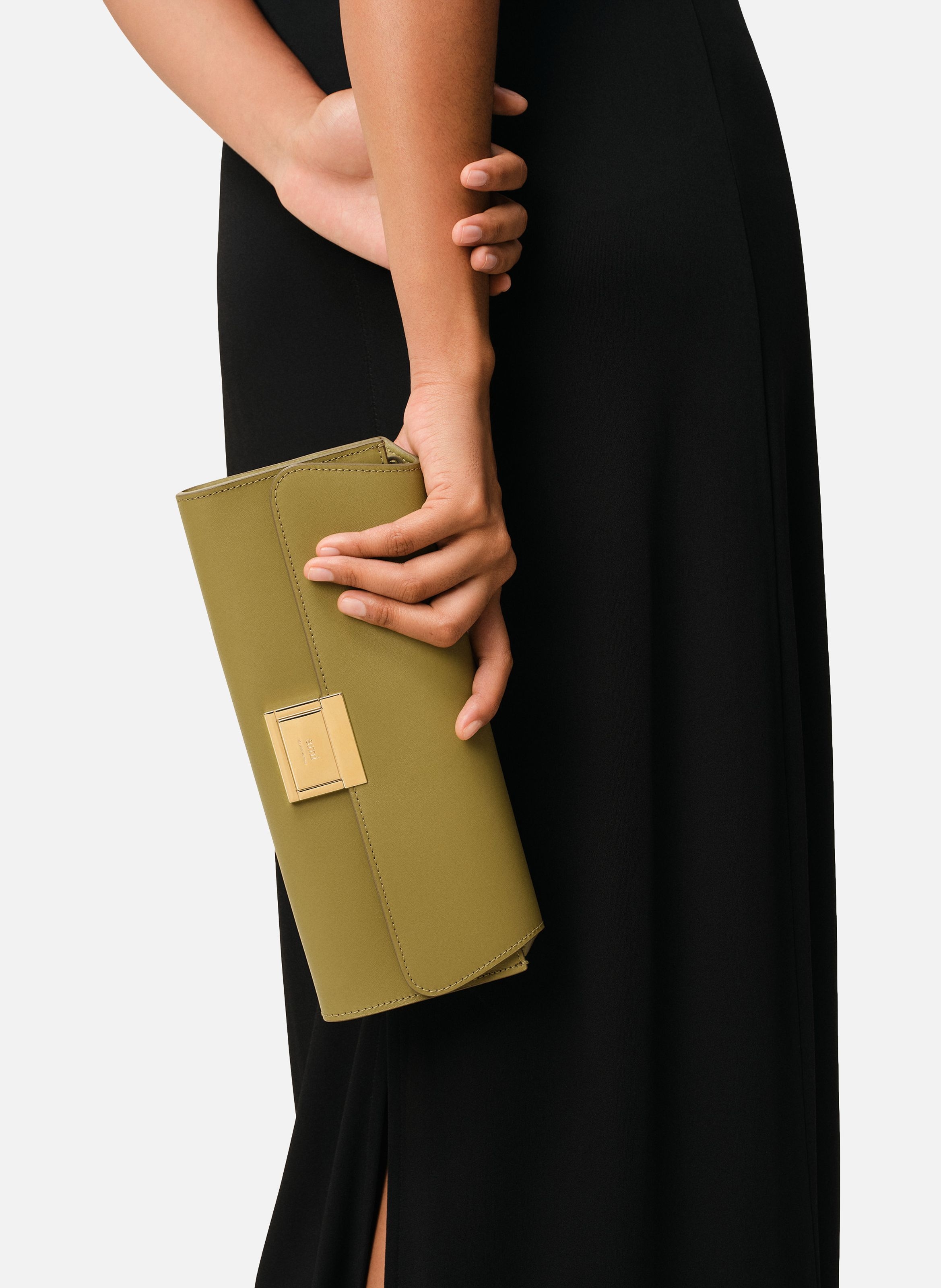 Pochette mimi en cuir lisse unisexe AMI PARIS Vert