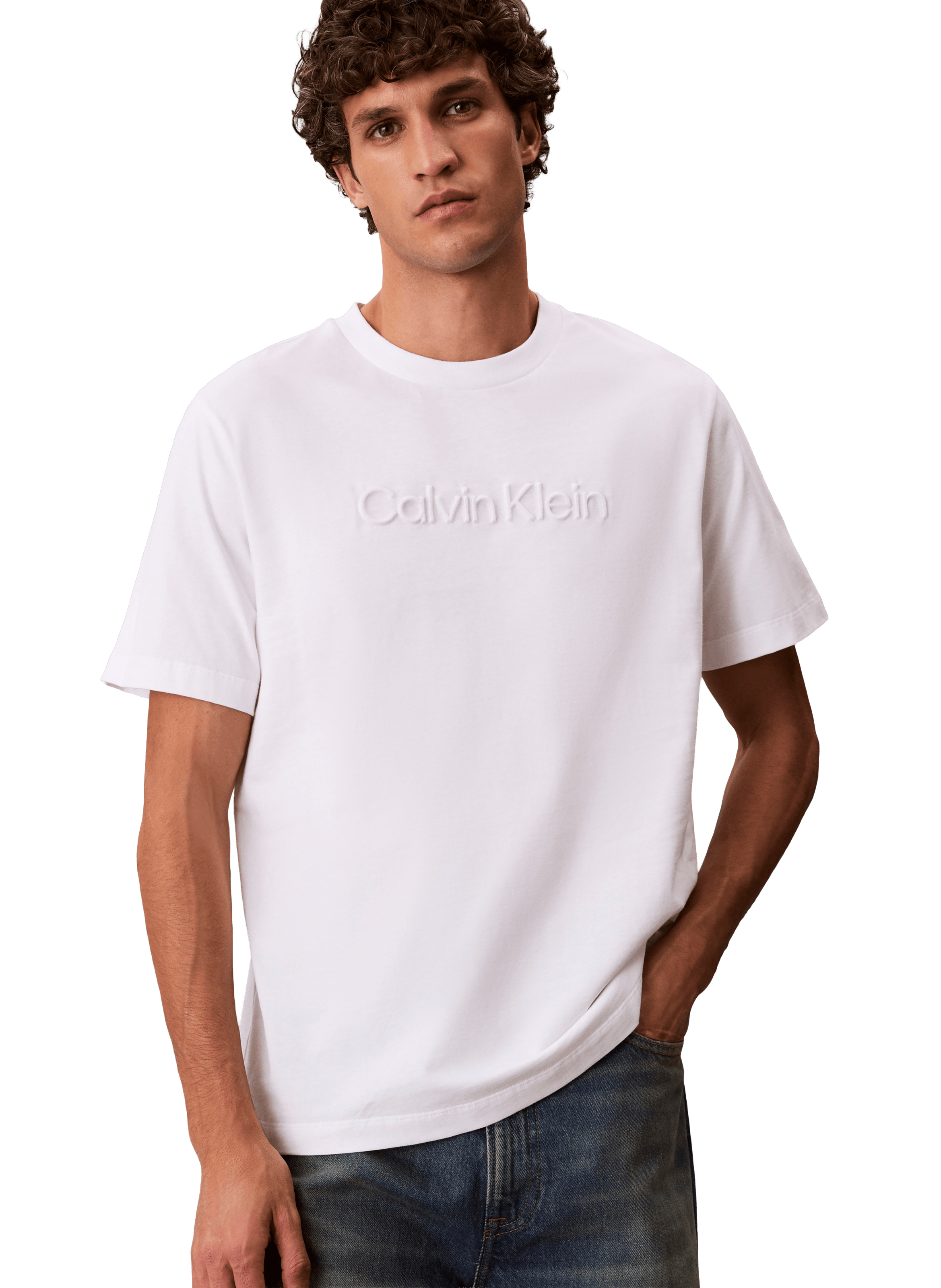 Embroidered BCI cotton t-shirt CALVIN KLEIN White