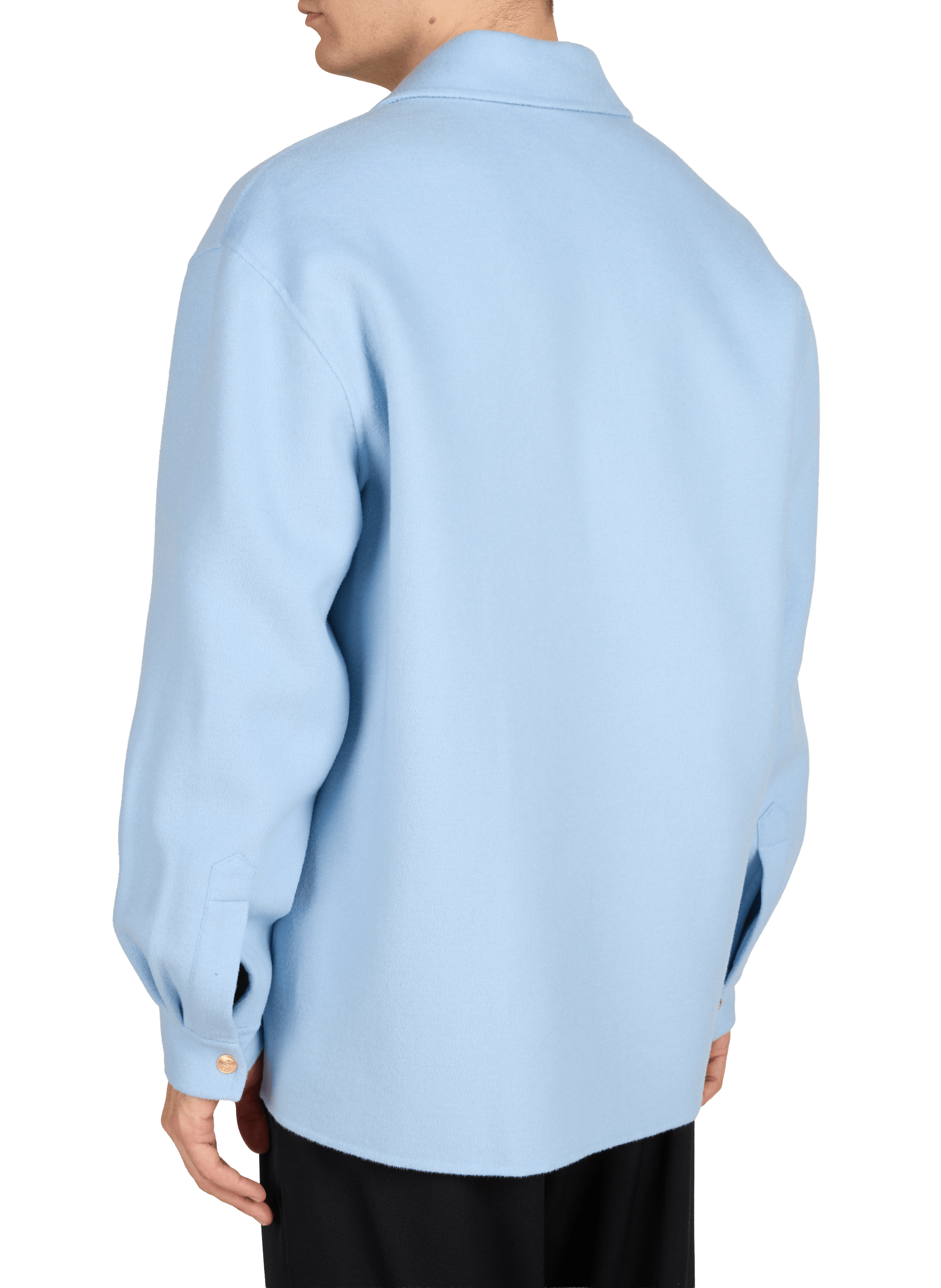 Wool blend classic collar overshirt DROLE DE MONSIEUR Blue