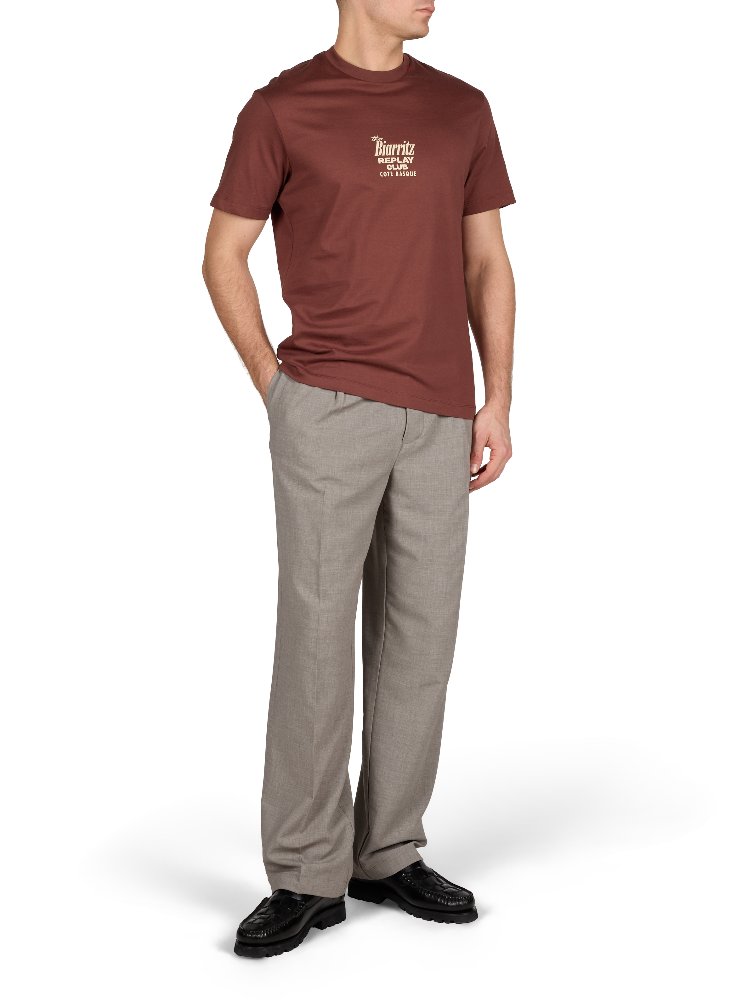 Pantalon fluide uni REPLAY Marron
