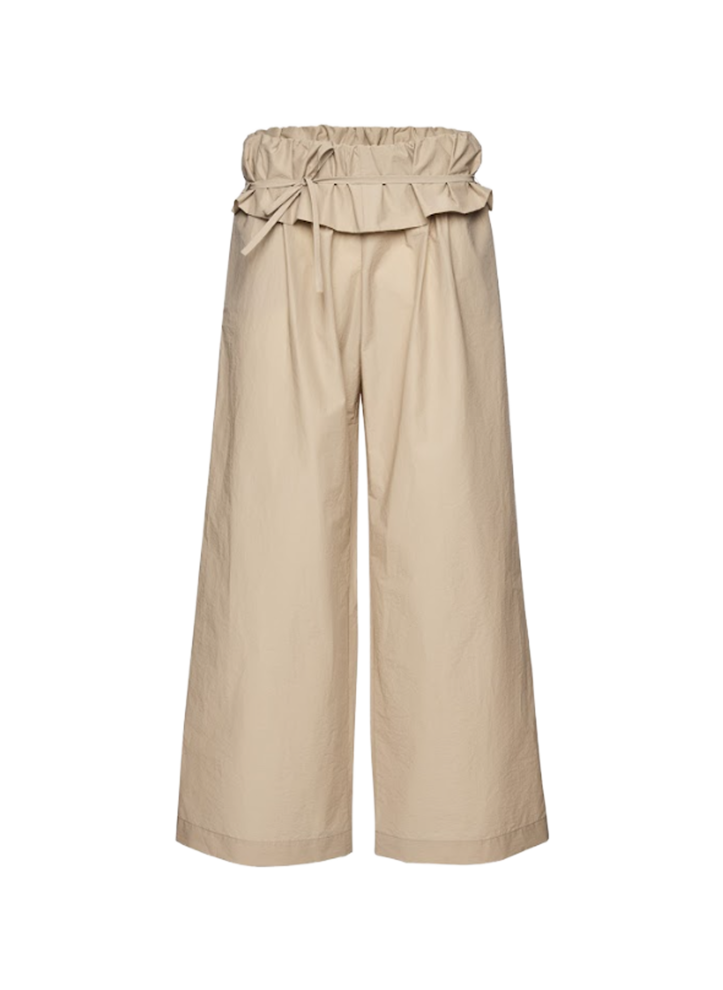 Low-rise pants with ruffles in blended cotton. MAGDA BUTRYM Beige