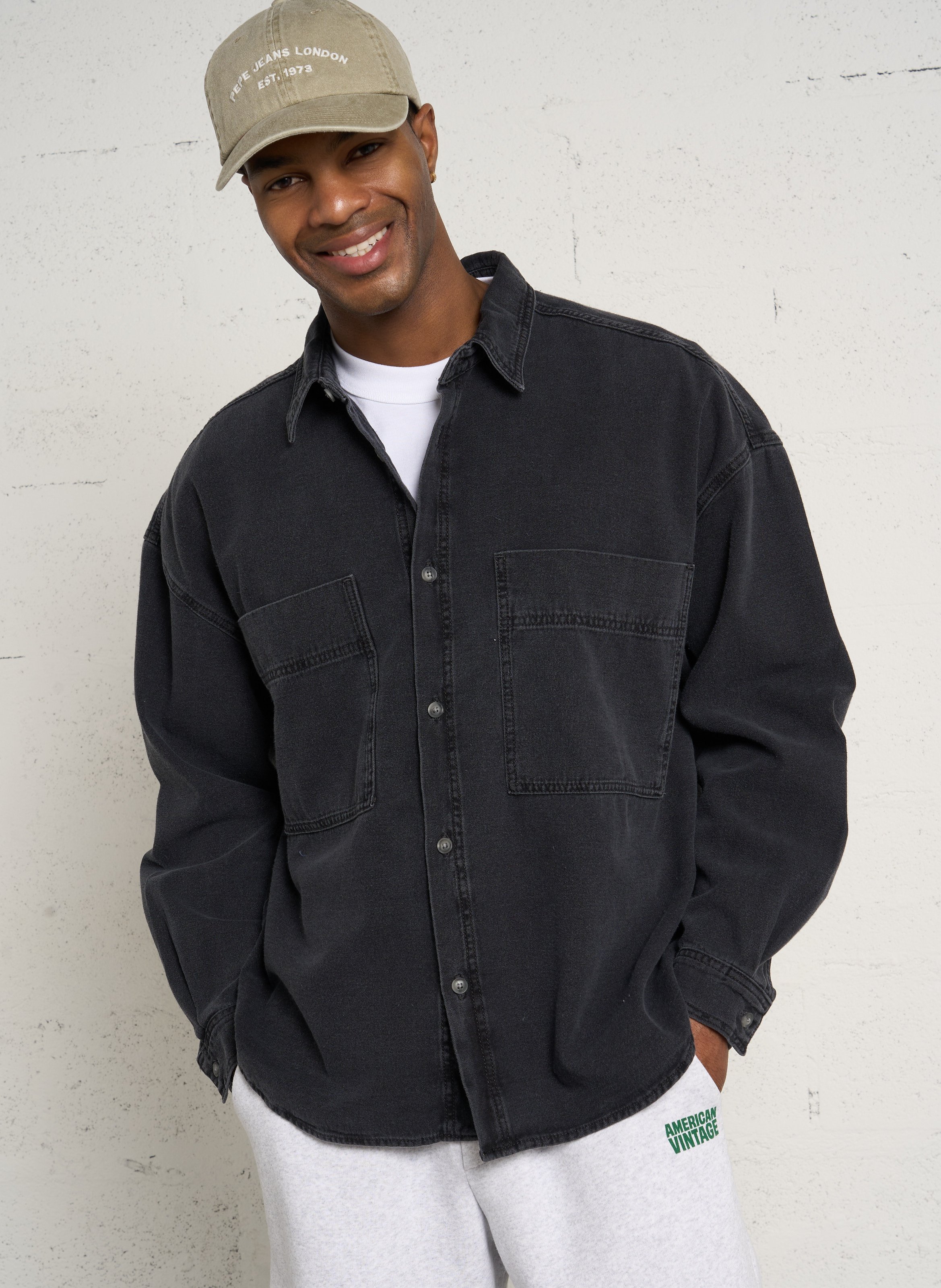 Chemise oversize en coton jazy AMERICAN VINTAGE Noir