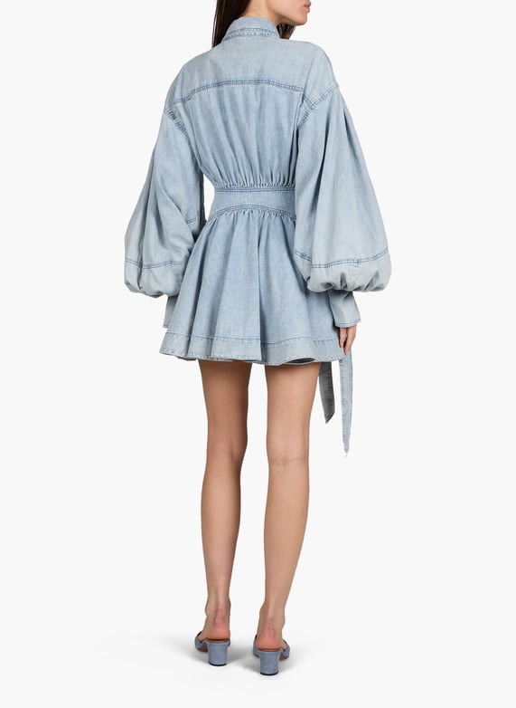Rebellion cotton denim wrap mini dress parade Blue Zimmermann - Women | Printemps.com Rebellion cotton denim wrap mini dress parade Blue Zimmermann - Women | Printemps.com
