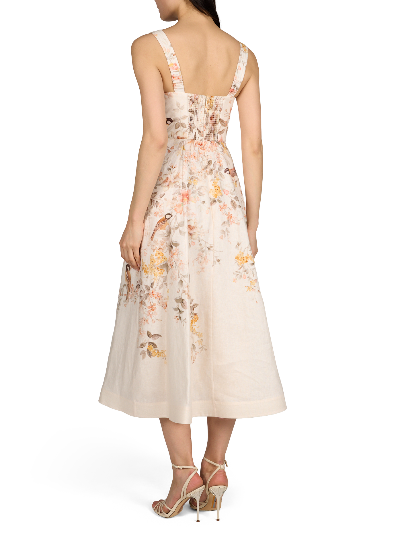 Robe longue évasée en lin ZIMMERMANN Blanc