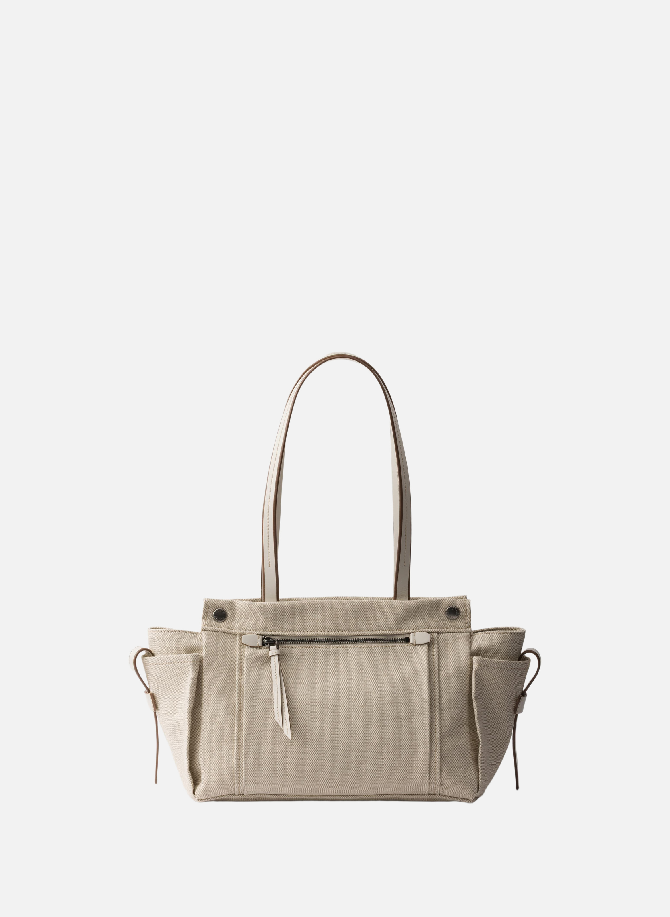 Cabas prada route en toile et cuir PRADA Beige