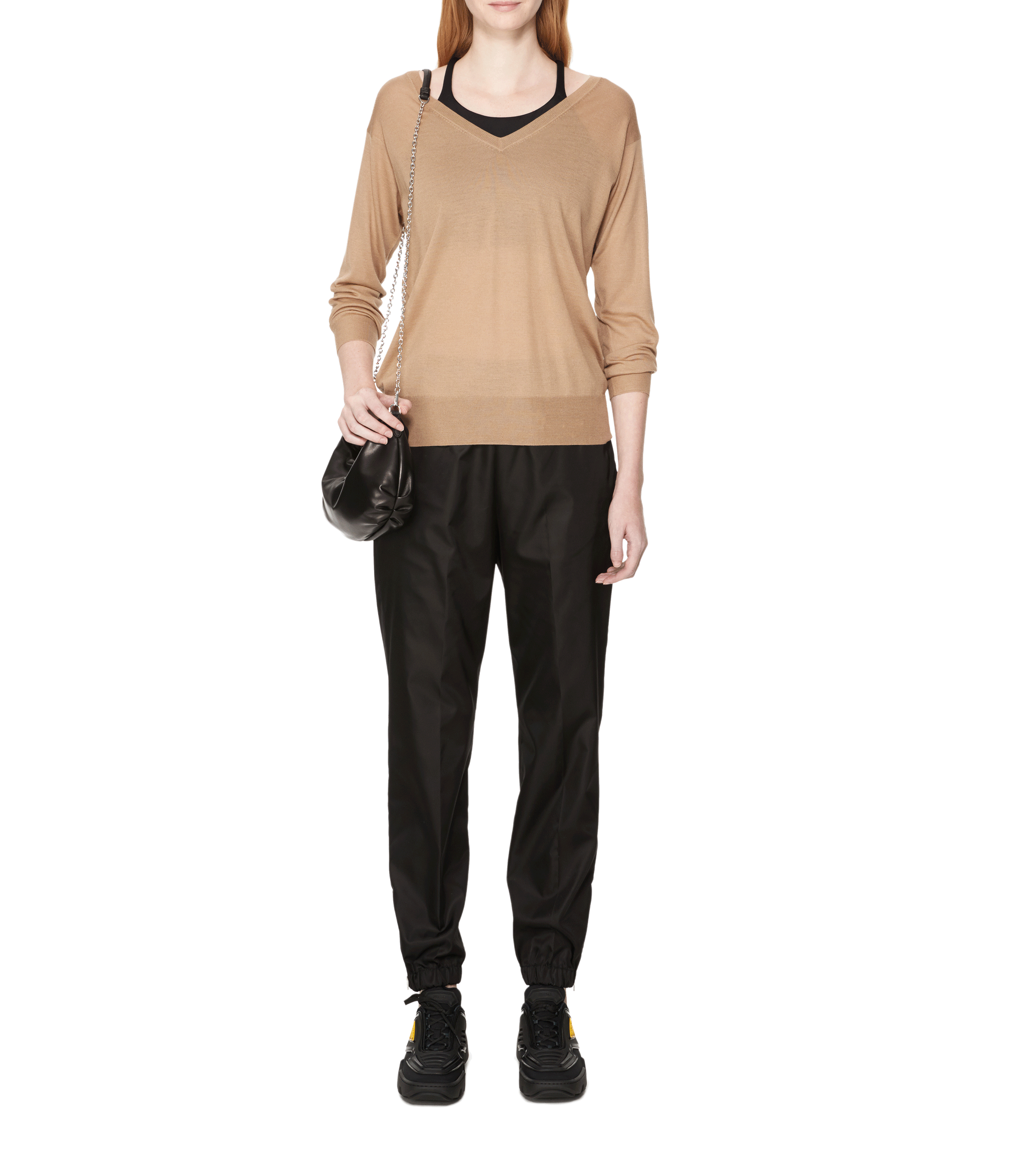 Wollpullover mit V-Ausschnitt PRADA Beige