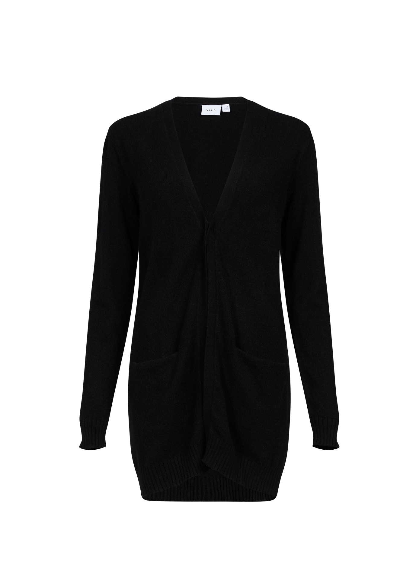Lange open cardigan met zakken VILA Zwart