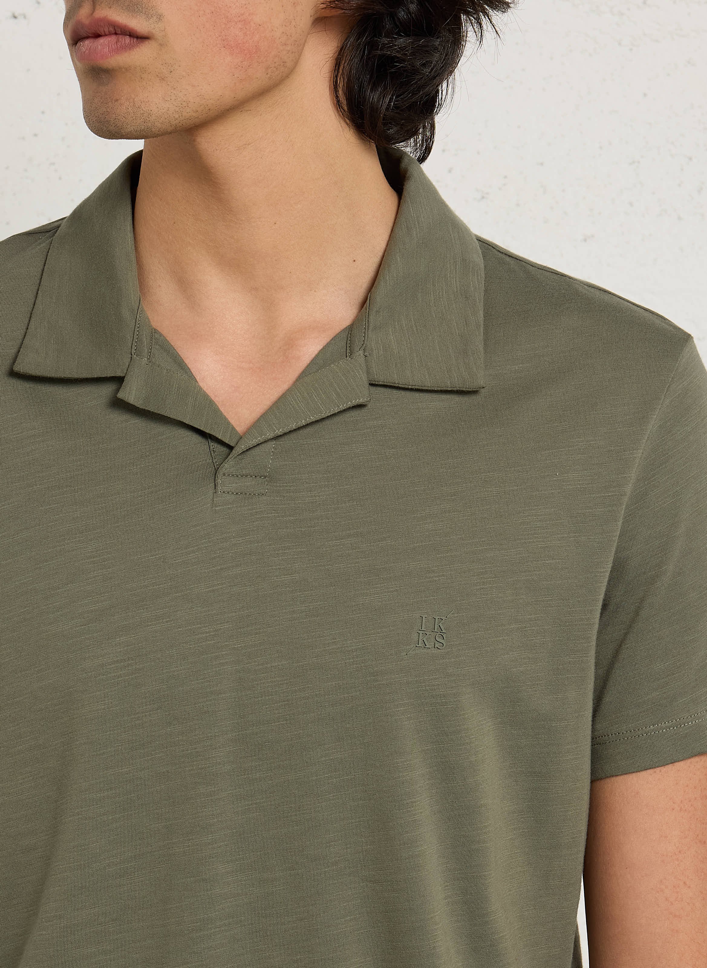 Polo manches courtes uni IKKS Kaki