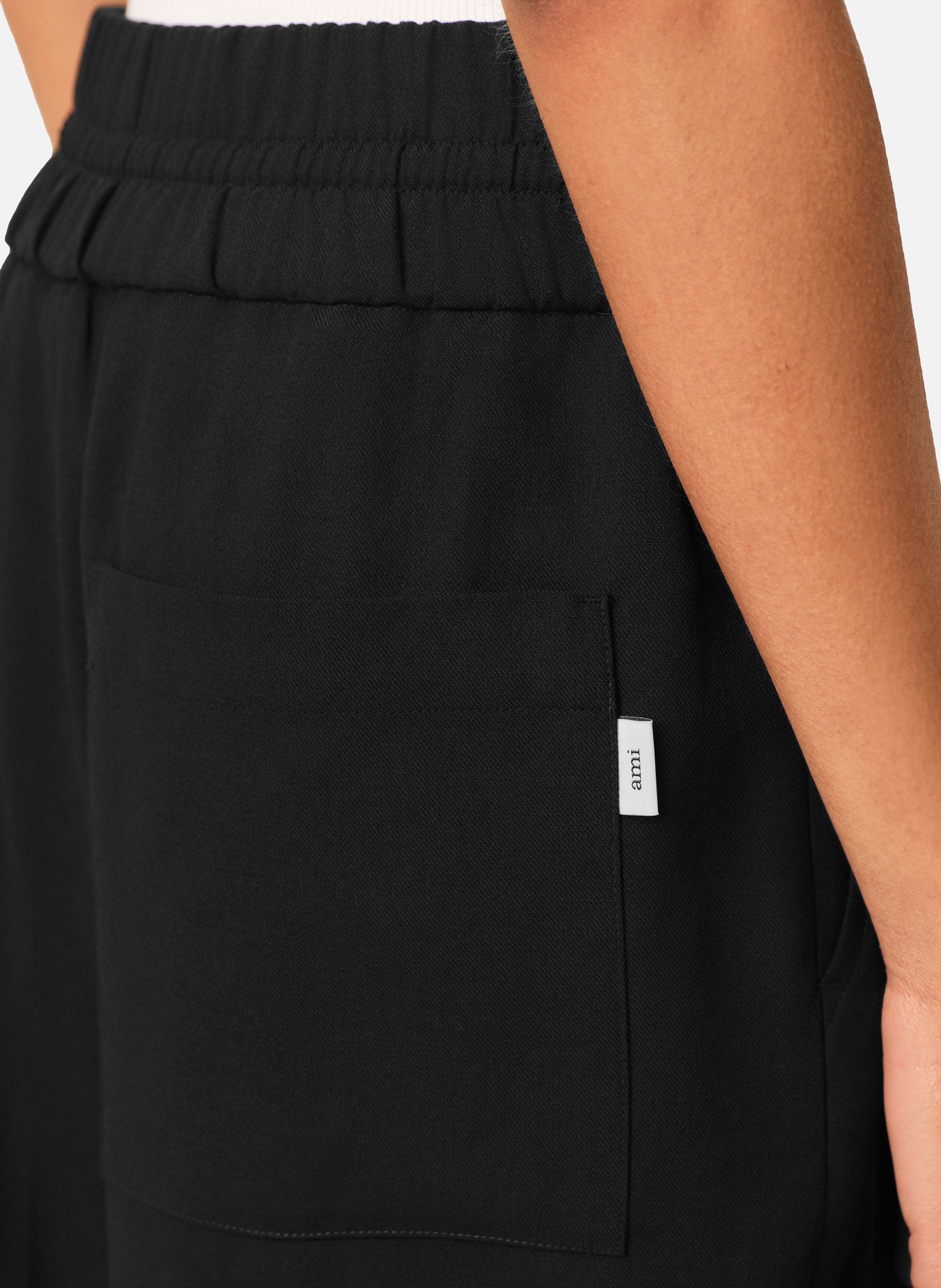Pantalon unisexe en laine taille élastiquée AMI PARIS Noir