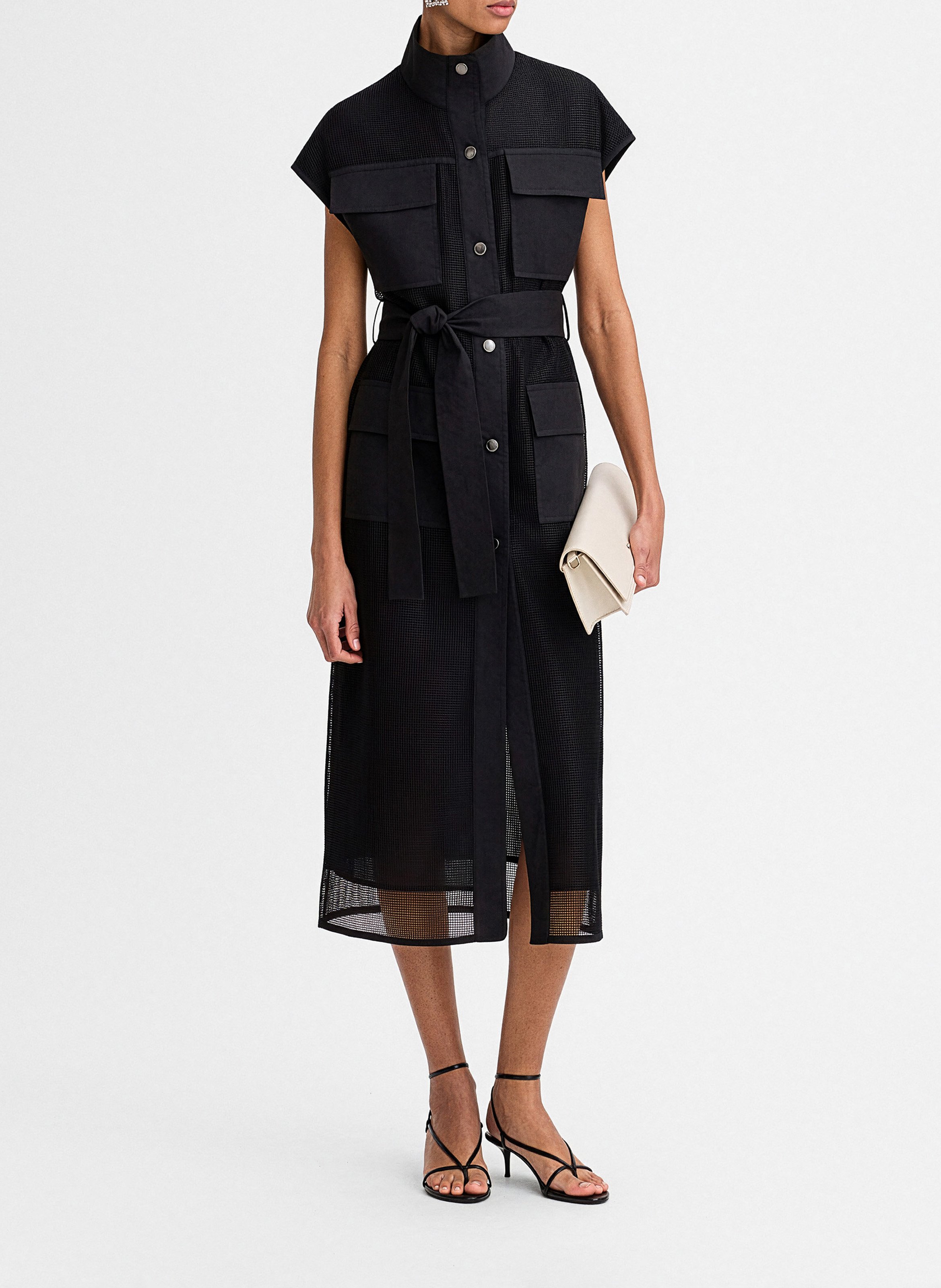 Robe midi droite ceinturée archy SIMORRA Noir