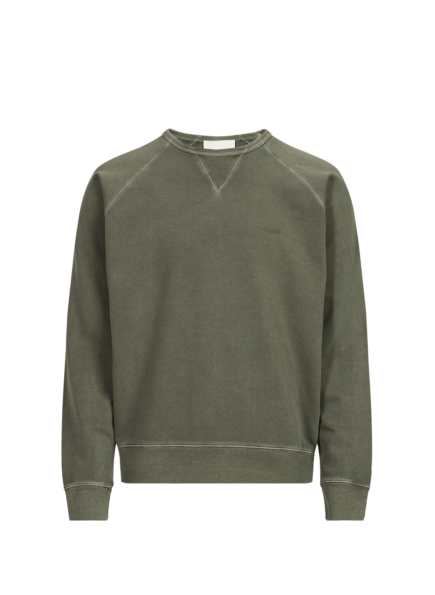 Solid round neck cotton sweatshirt CLOSED Khaki