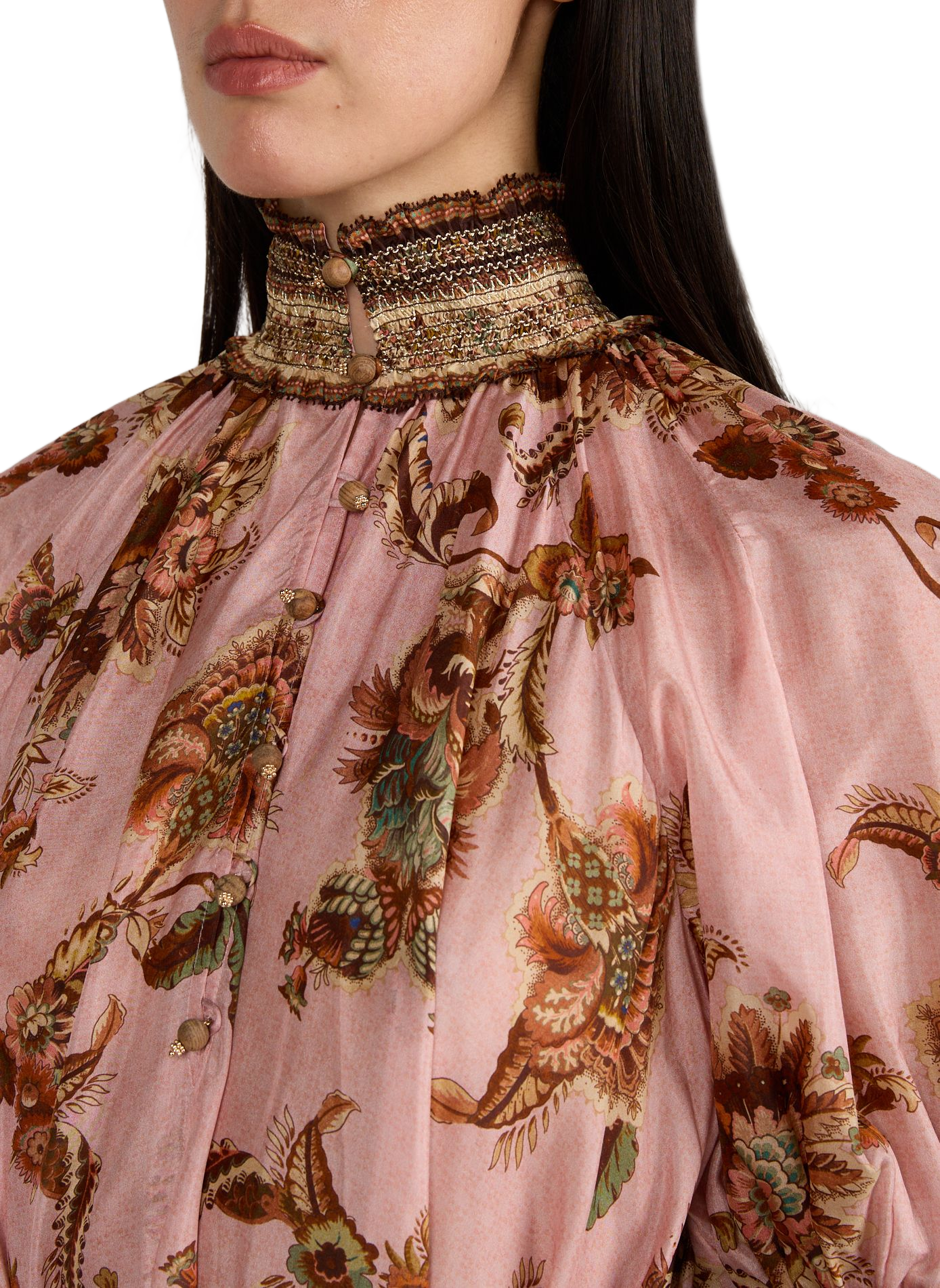 Robe longue évasée imprimée ZIMMERMANN Rose