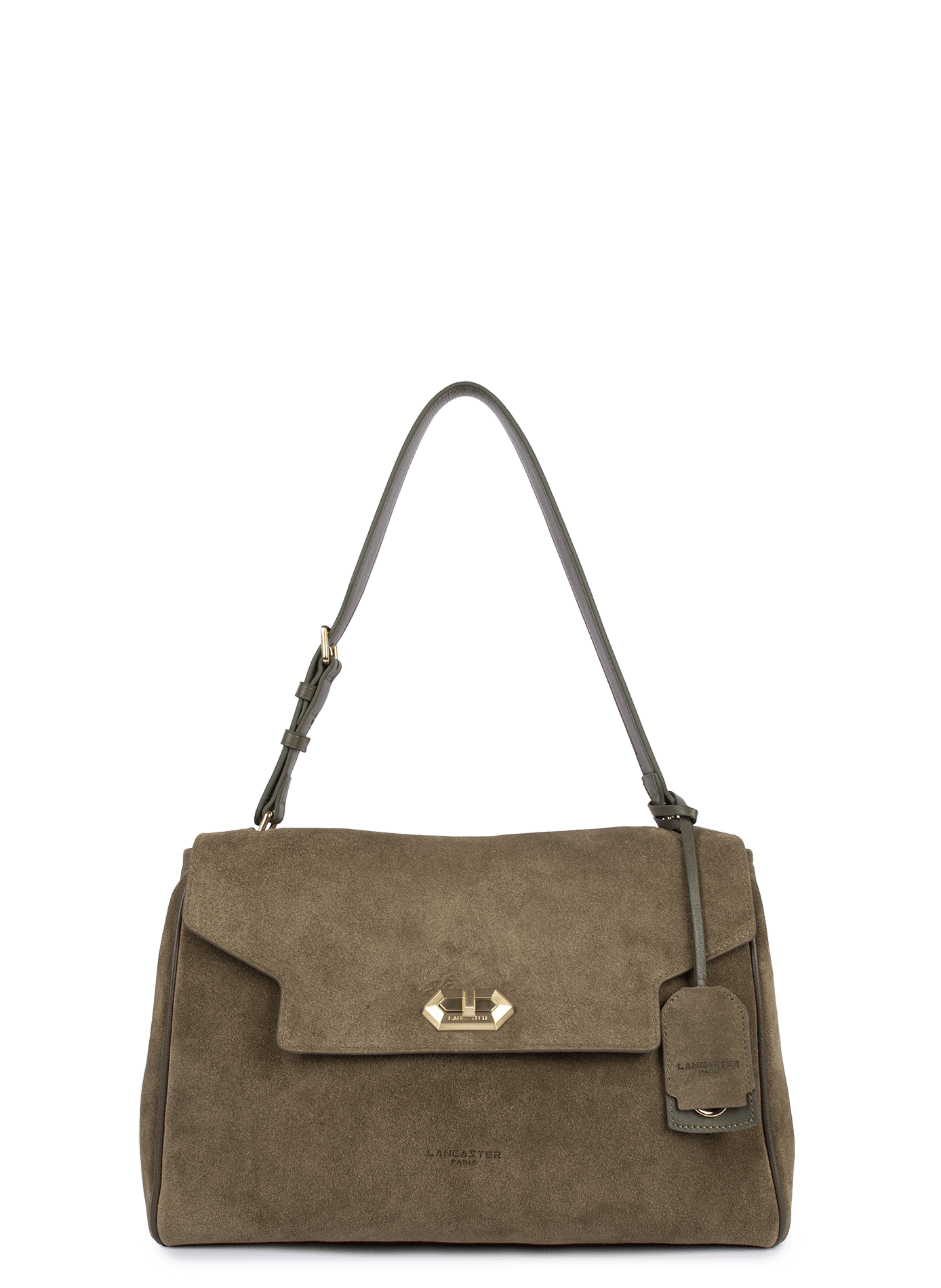 Grand sac cabas épaule - suède grace LANCASTER Kaki