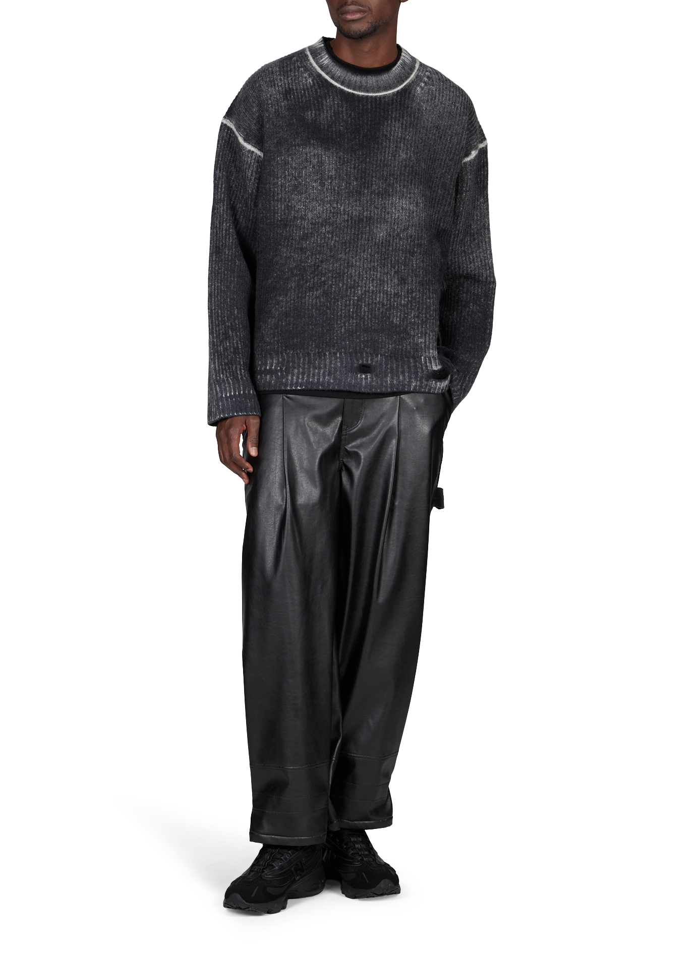 Jean droit effet cuir  | Noir WANSIE Homme