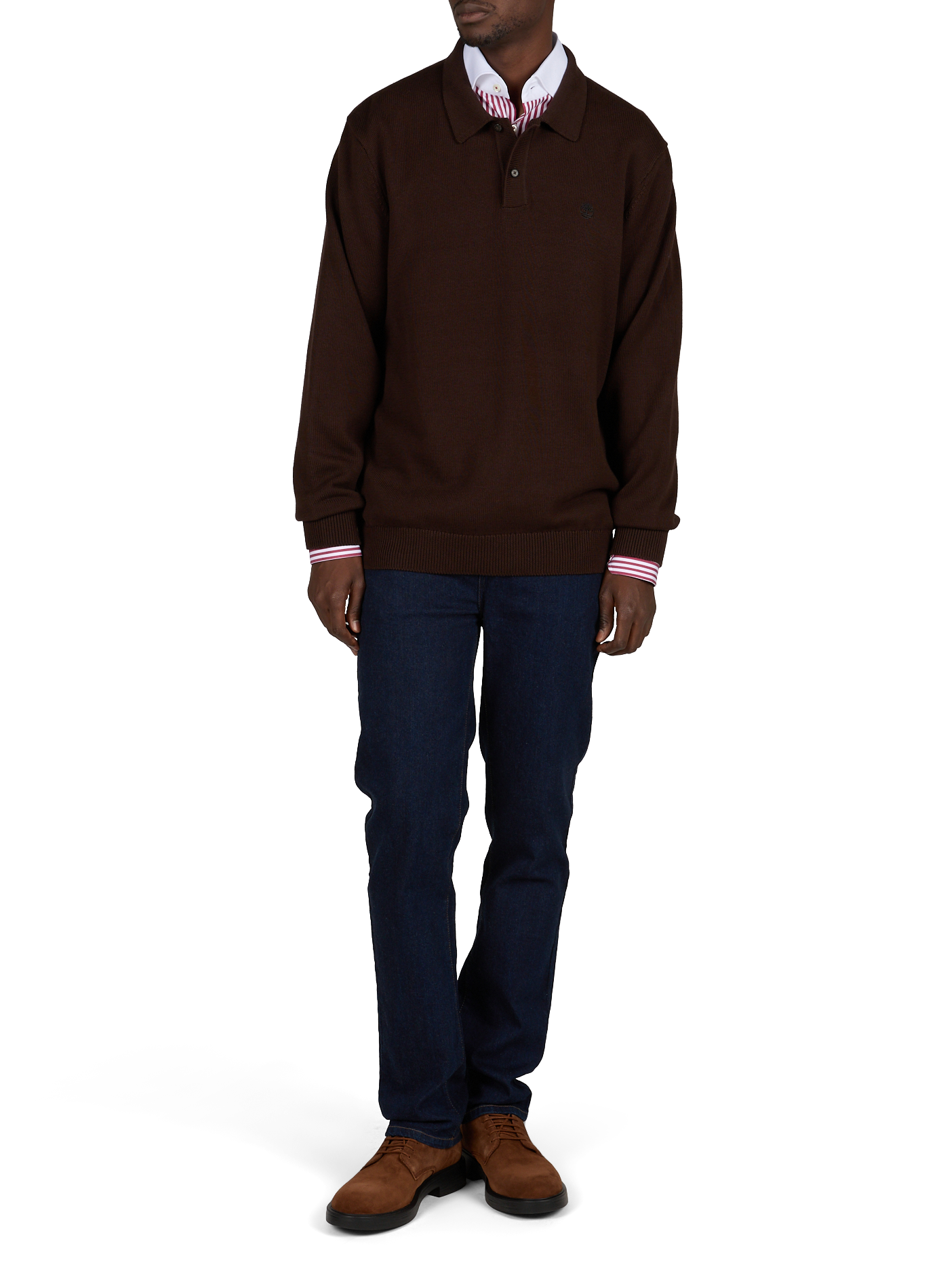 Cotton knit polo neck sweater TIMBERLAND Brown