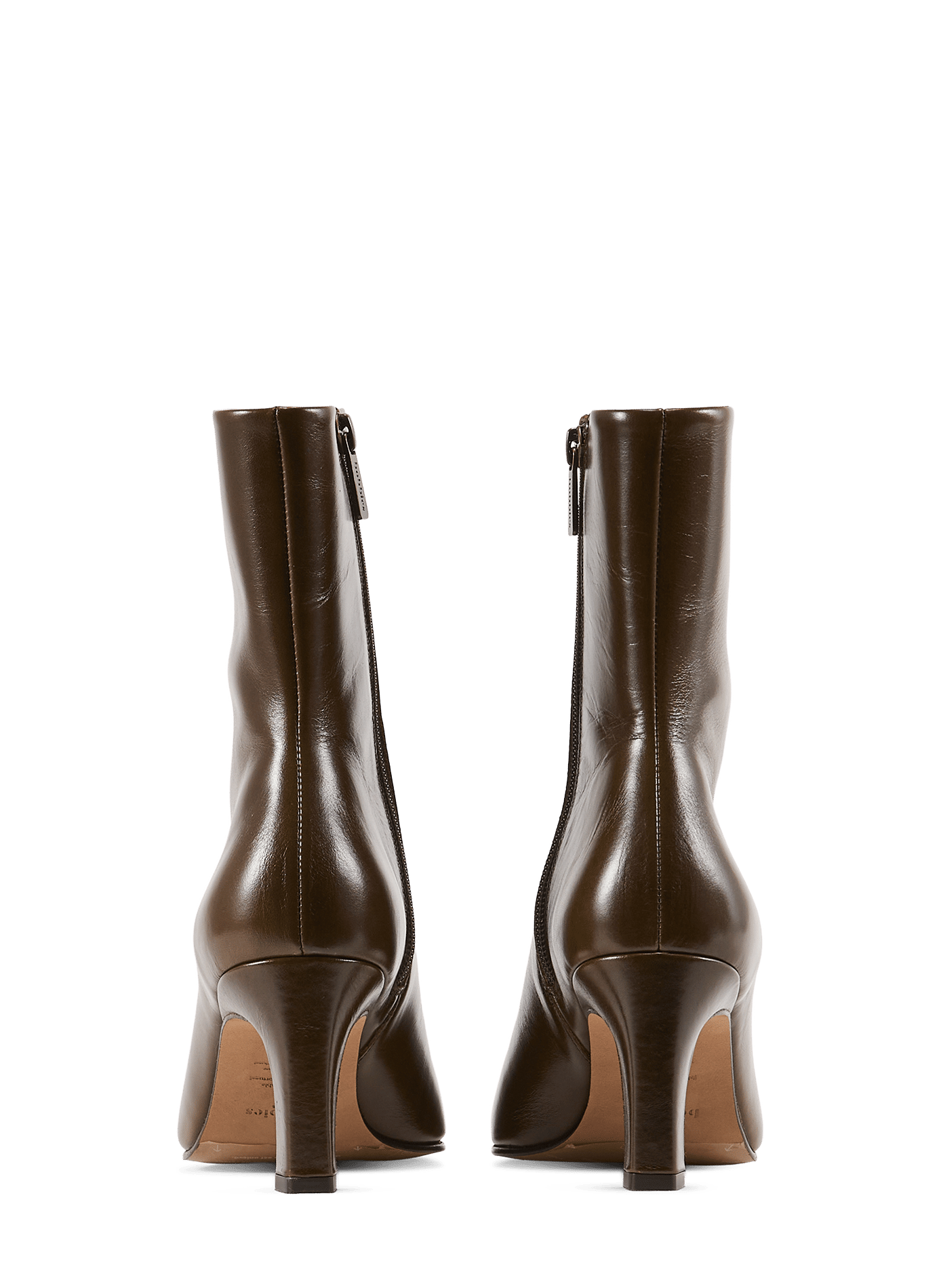 Emilie leather heeled ankle boots BOBBIES Khaki