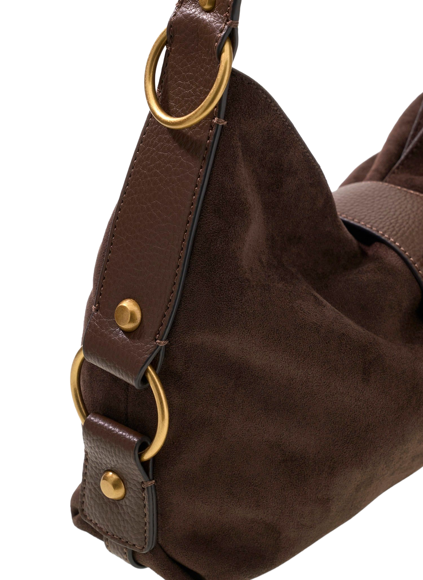 Sac porté épaule en daim à détails dorés GUESS Marron