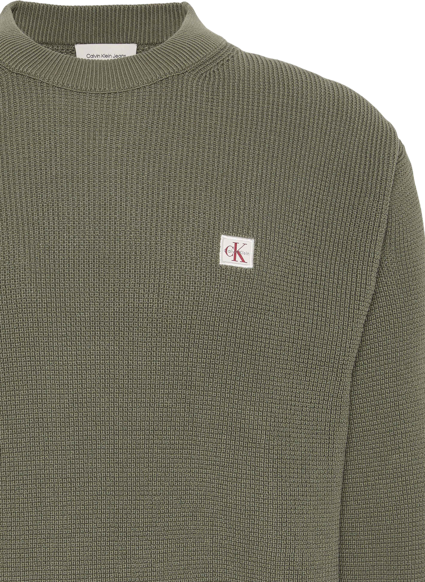 Gerader Rundhalspullover aus Baumwolle CALVIN KLEIN Khaki