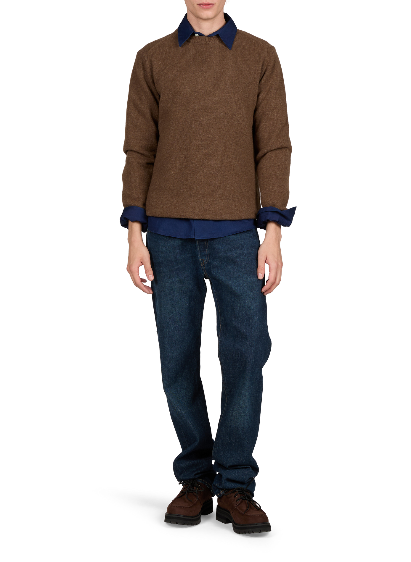 Pull droit col rond en laine mélangée | Marron LAFAURIE Homme