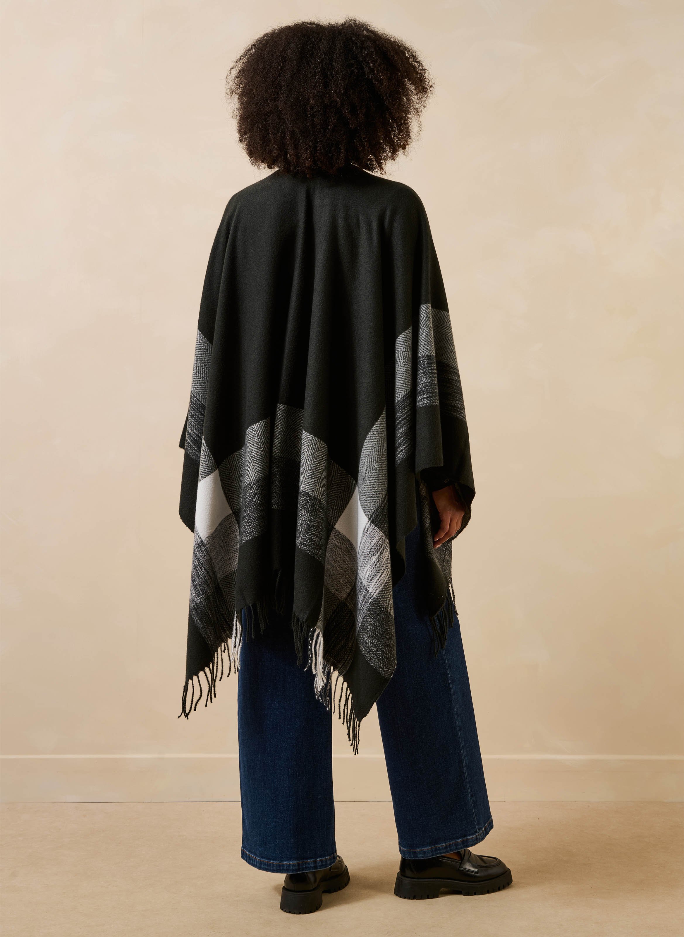 Ruime cape met print LA FEE MARABOUTEE Zwart