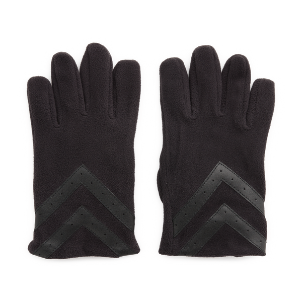 Isotoner Bi-material Gloves In Black