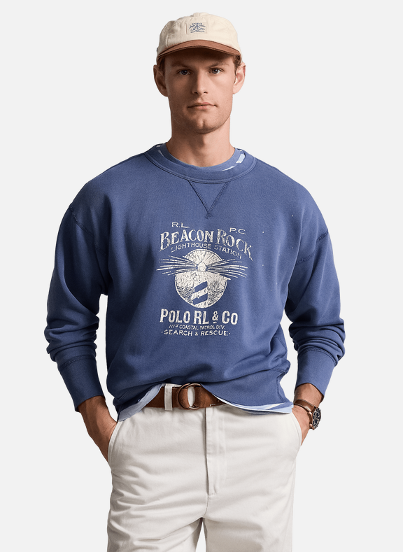 POLO RALPH LAUREN Graphic logo cotton sweatshirt Blue