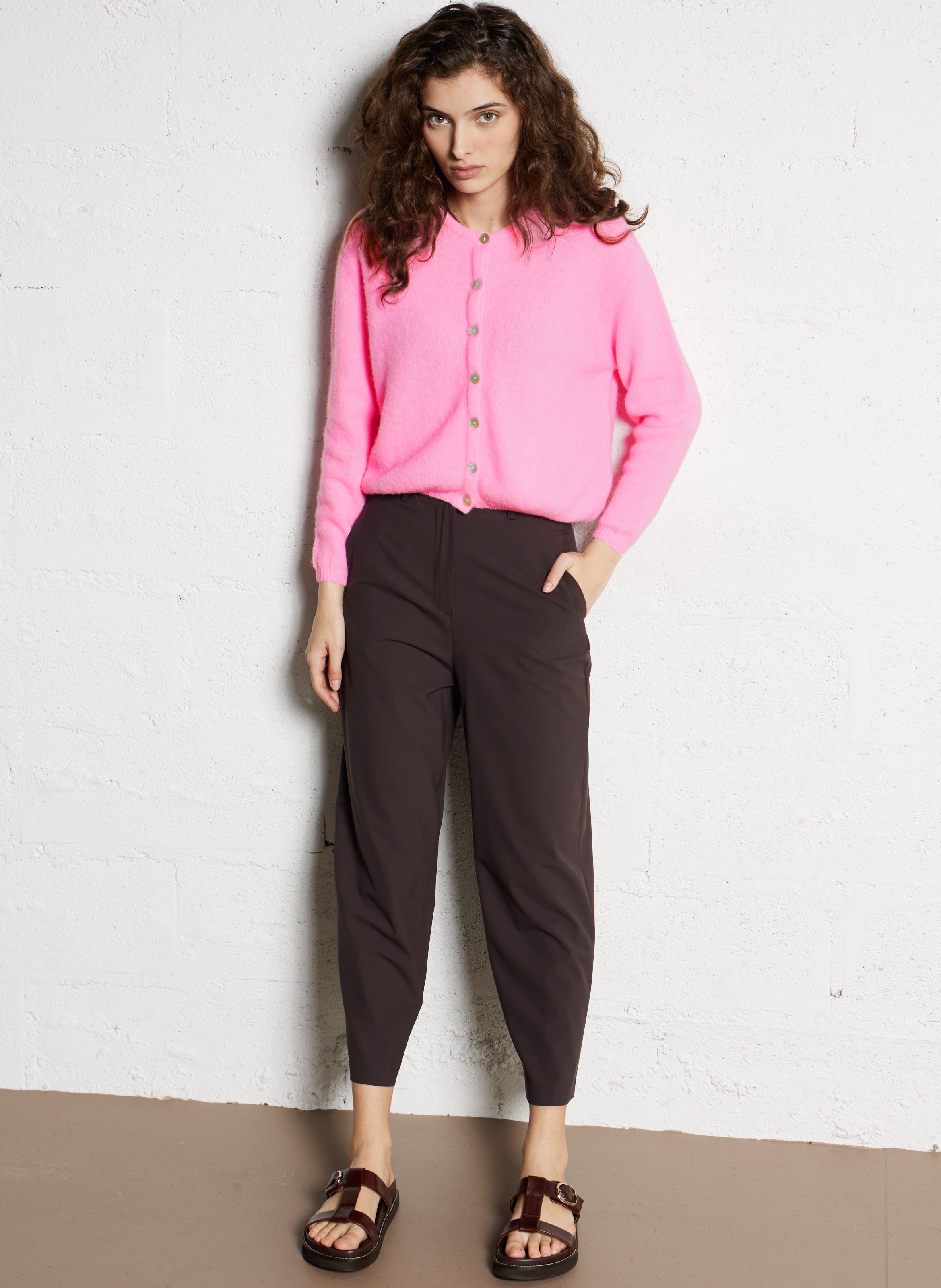 Gilet ample col rond en laine mélangée vitow AMERICAN VINTAGE Rose