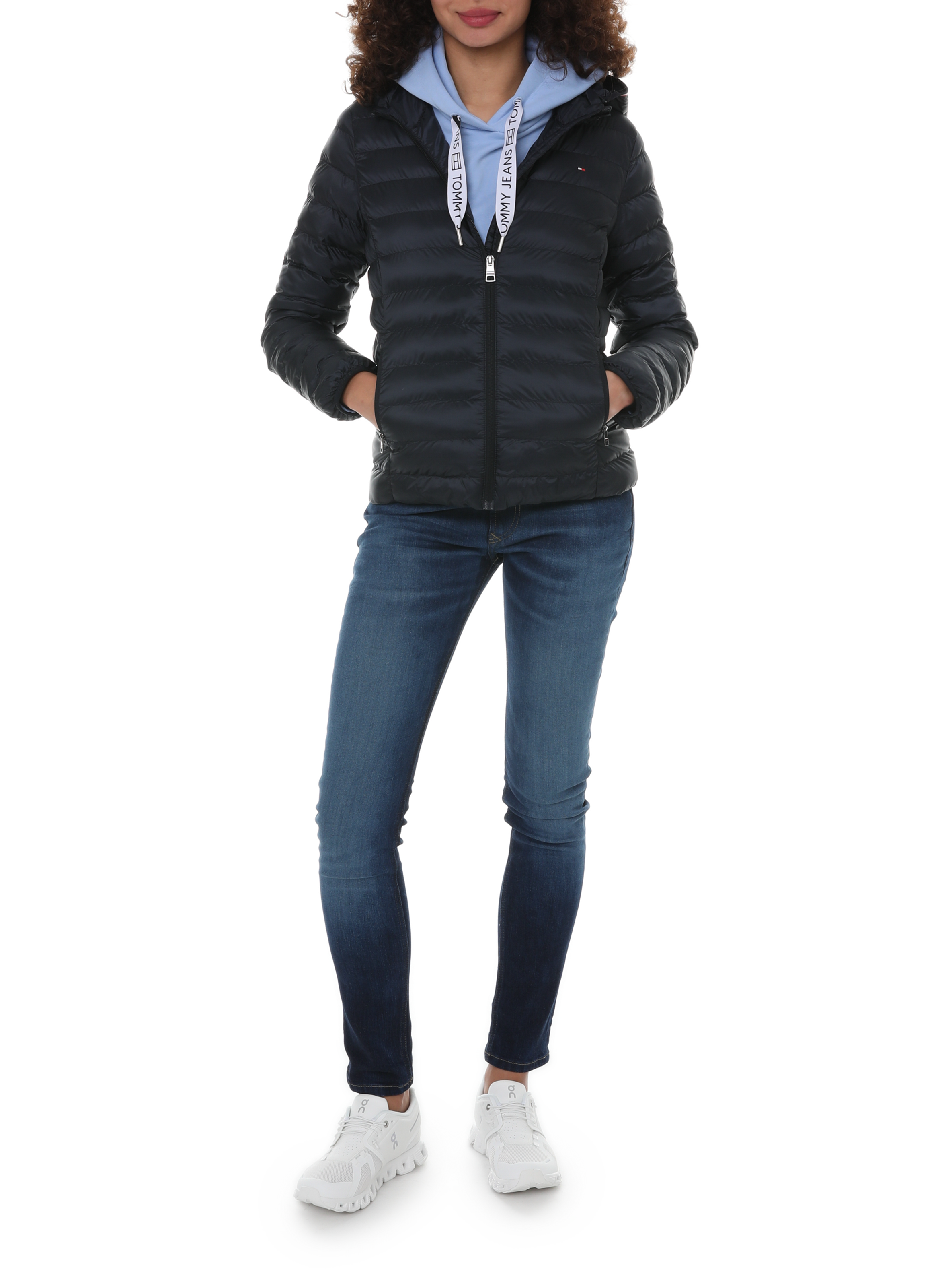 Down jacket with logo  Blue