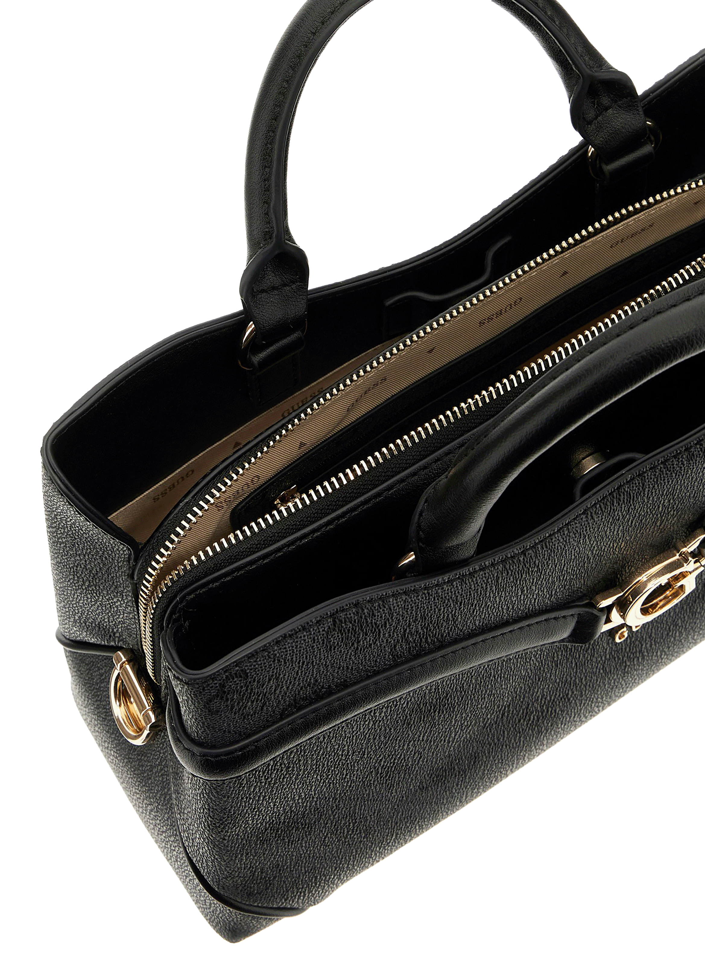 Logo-print handbag with removable shoulder strap GUESS Grey