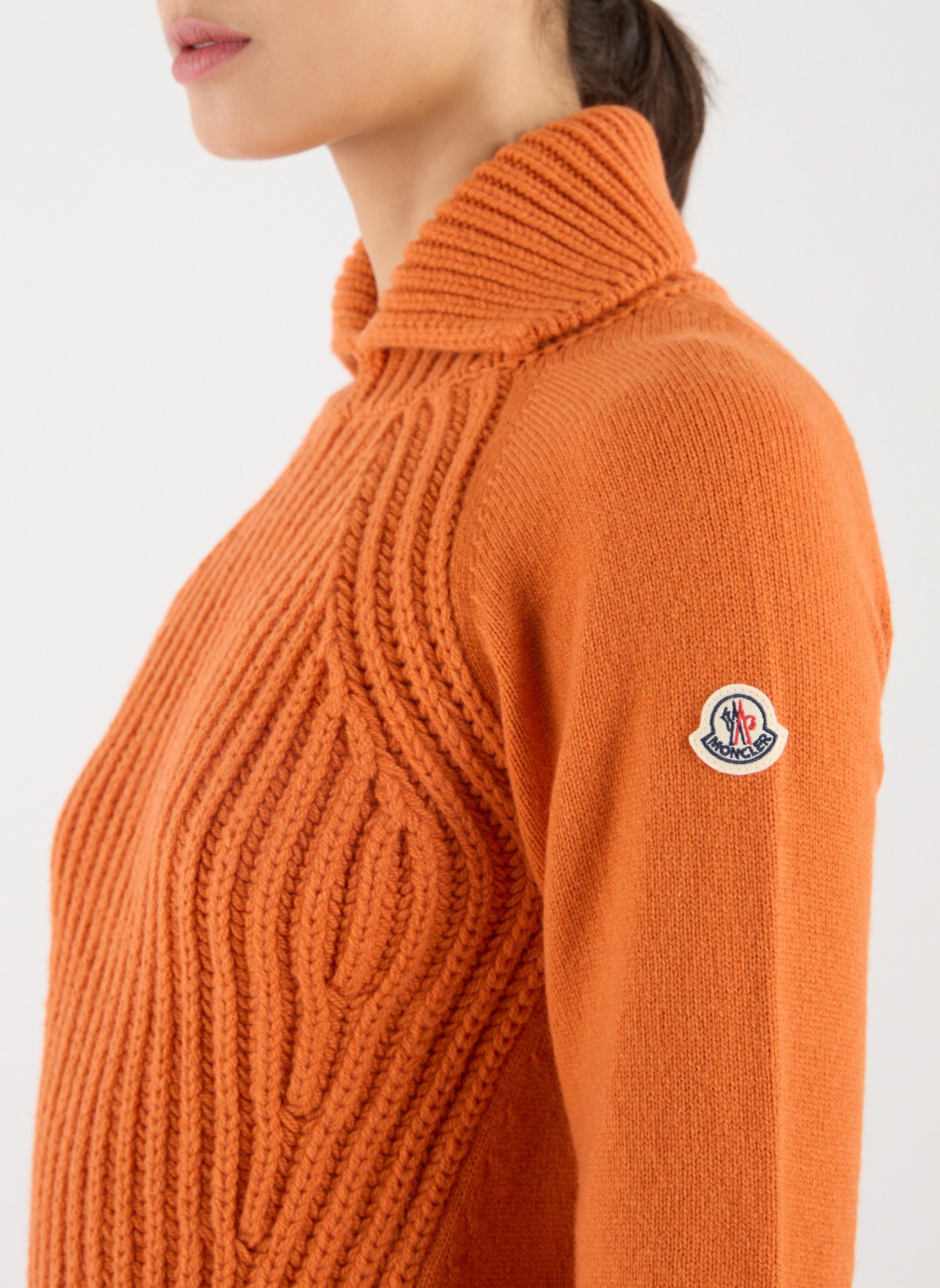 Pull à col montant en laine et cachemire MONCLER Orange