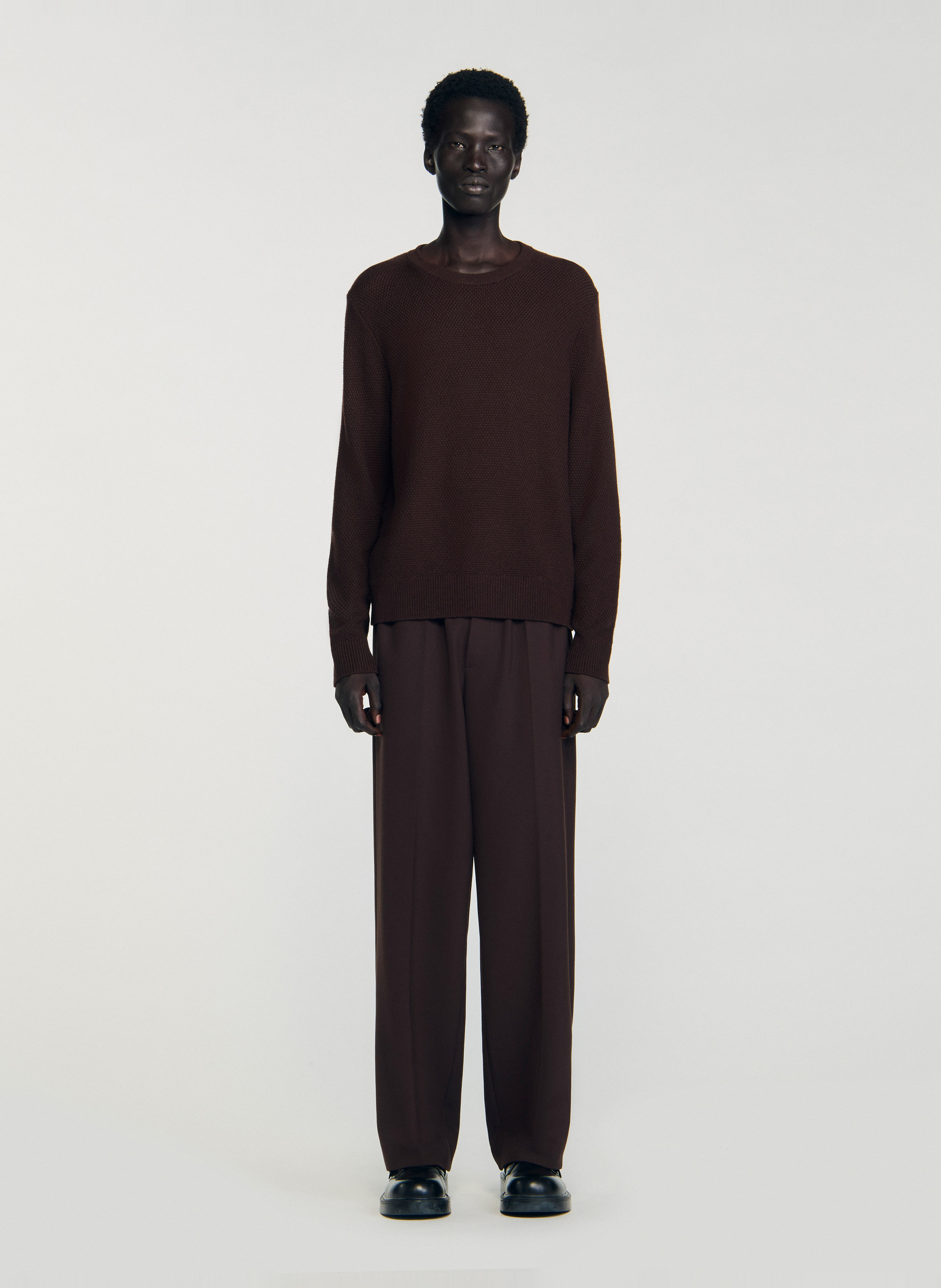 Pull en maille texturée SANDRO Marron