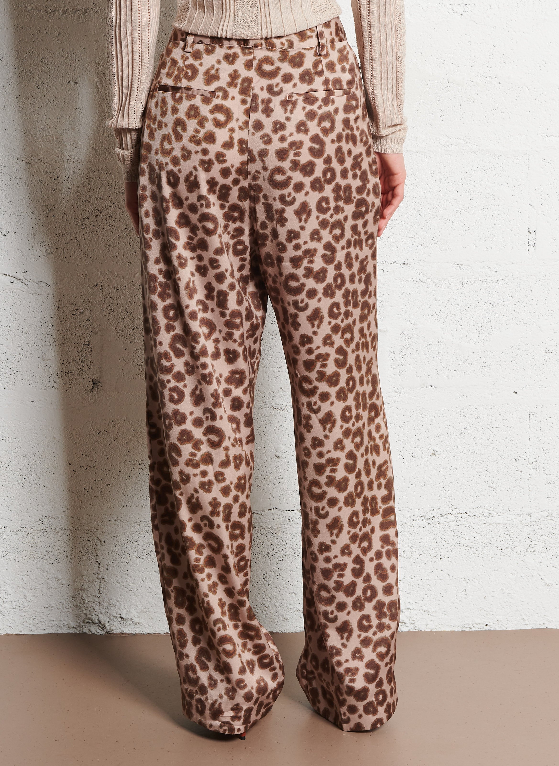 Pantalon large satiné à motif léopard bloy BA&SH Beige