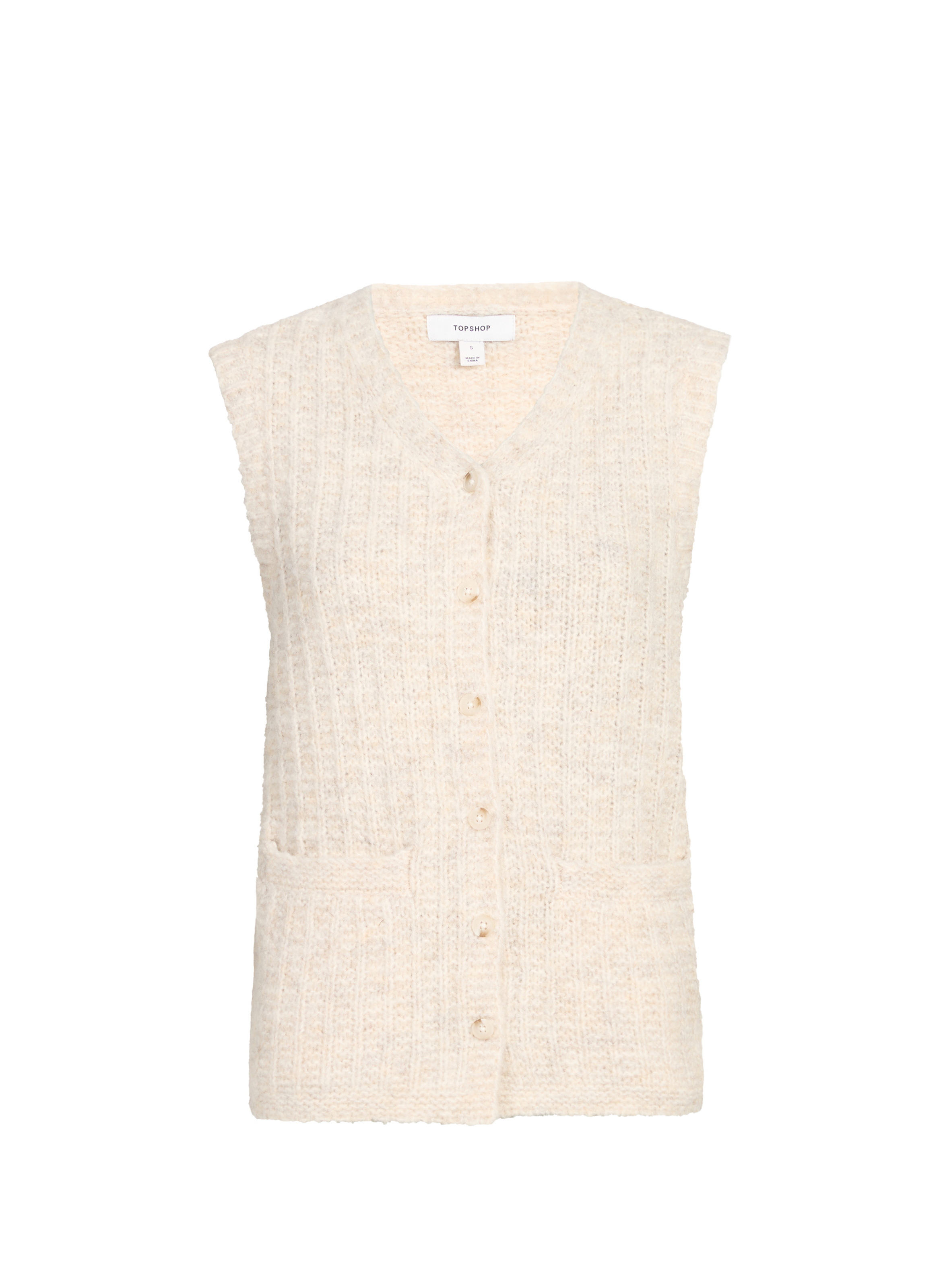 Gilet sans manches en laine mélangée TOPSHOP Beige