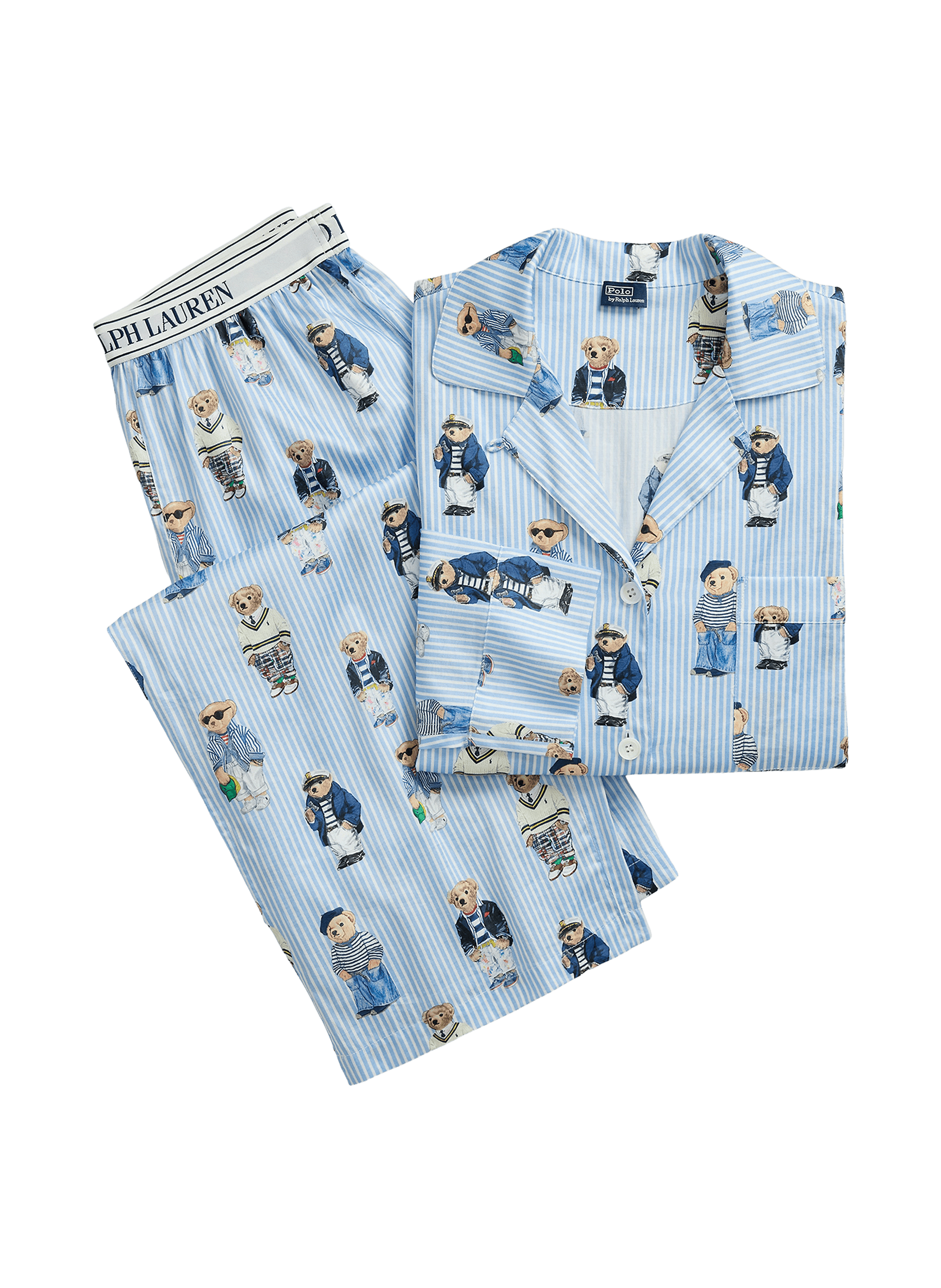 Ensemble de pyjama imprimé à rayures en coton POLO RALPH LAUREN Bleu