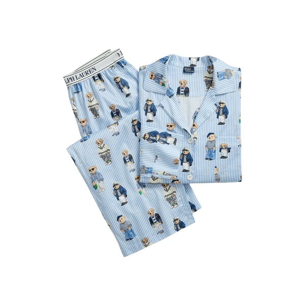 Polo Ensemble de pyjama imprimé à rayures en coton