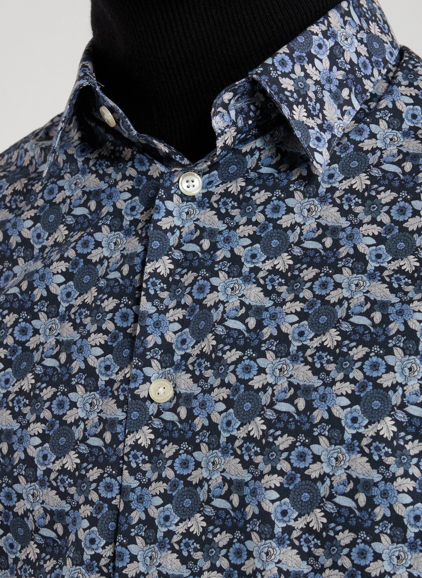 Floral straight cotton shirt AU PRINTEMPS PARIS Blue