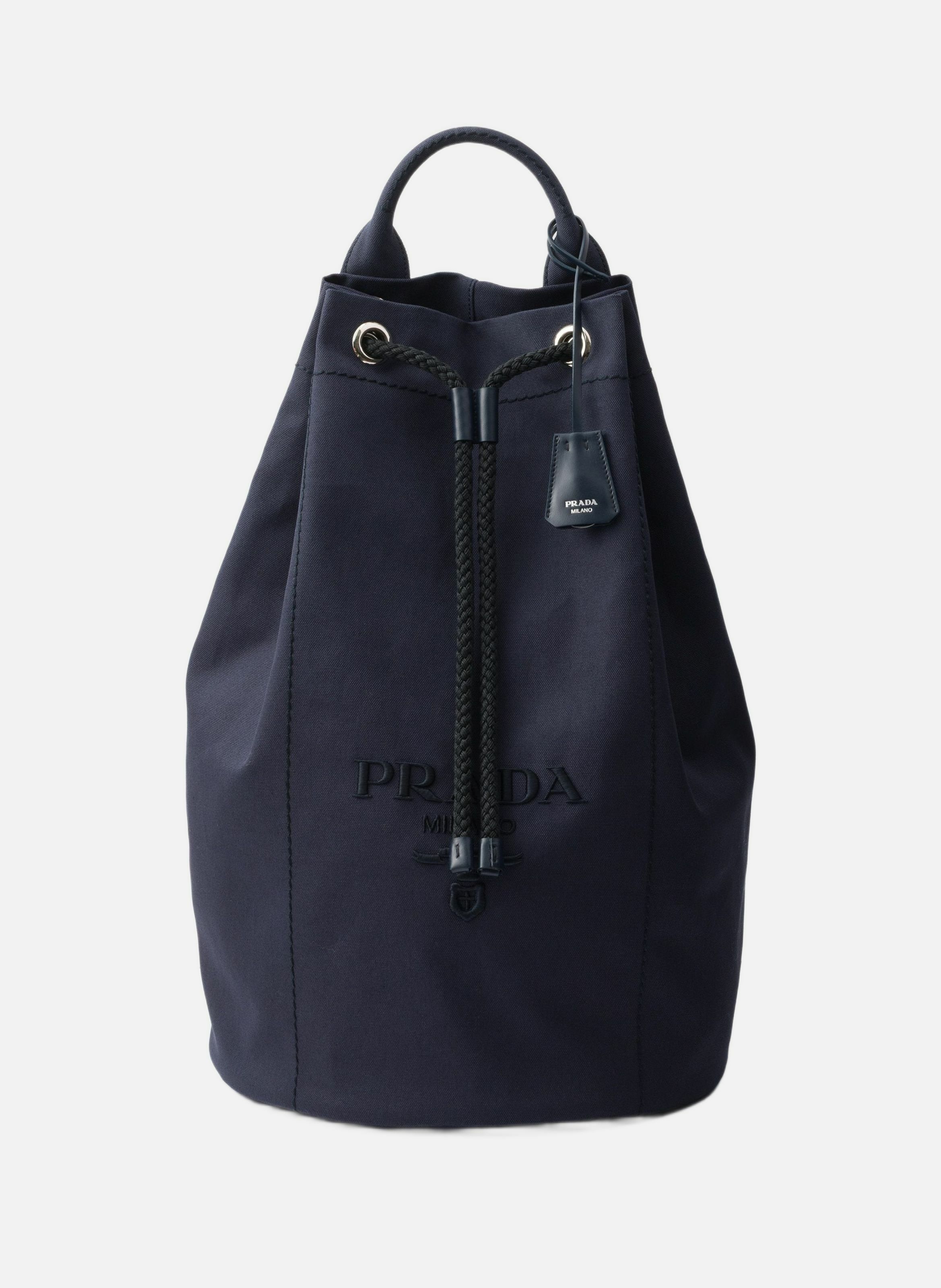 Sac de sport en toile avec cordon de serrage PRADA Bleu