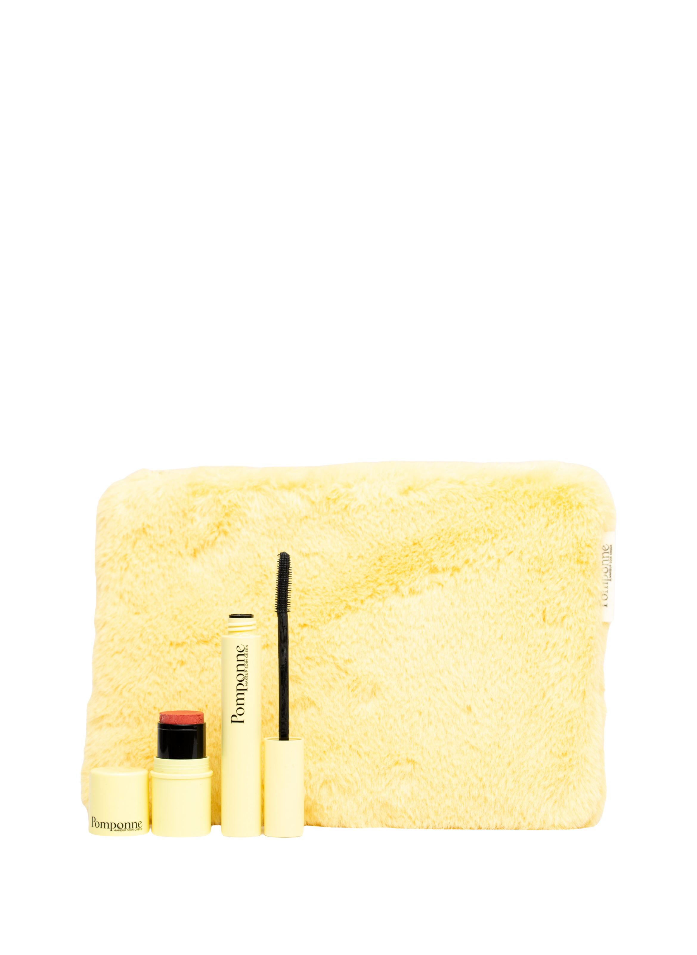 POMPONNE Trousse Fourrure « Iconique » : Baume & Blush Hibiscus + Mascara Noir No color