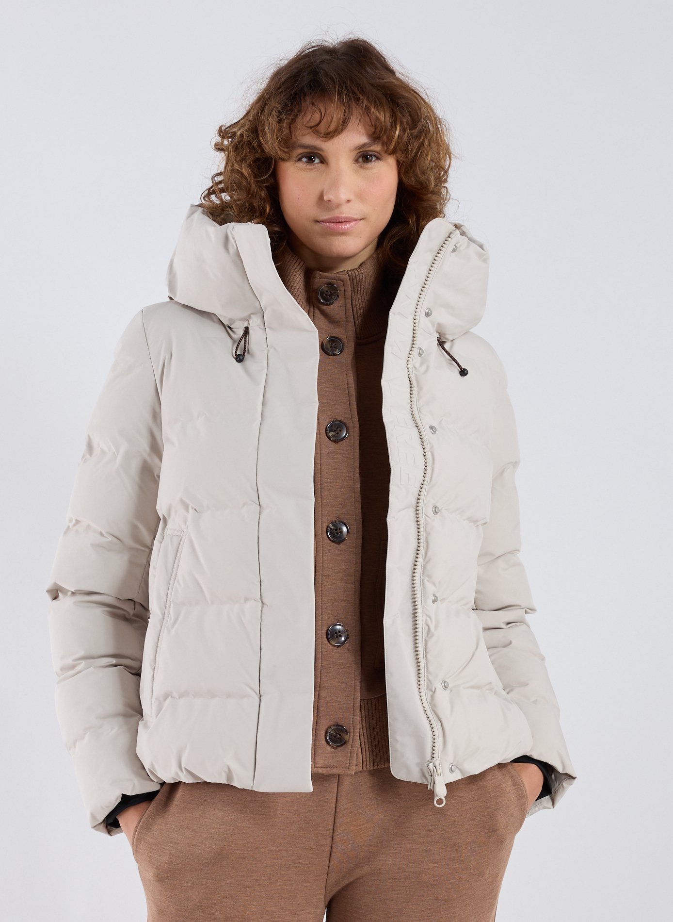 SAVE THE DUCK Hooded padded jacket Beige