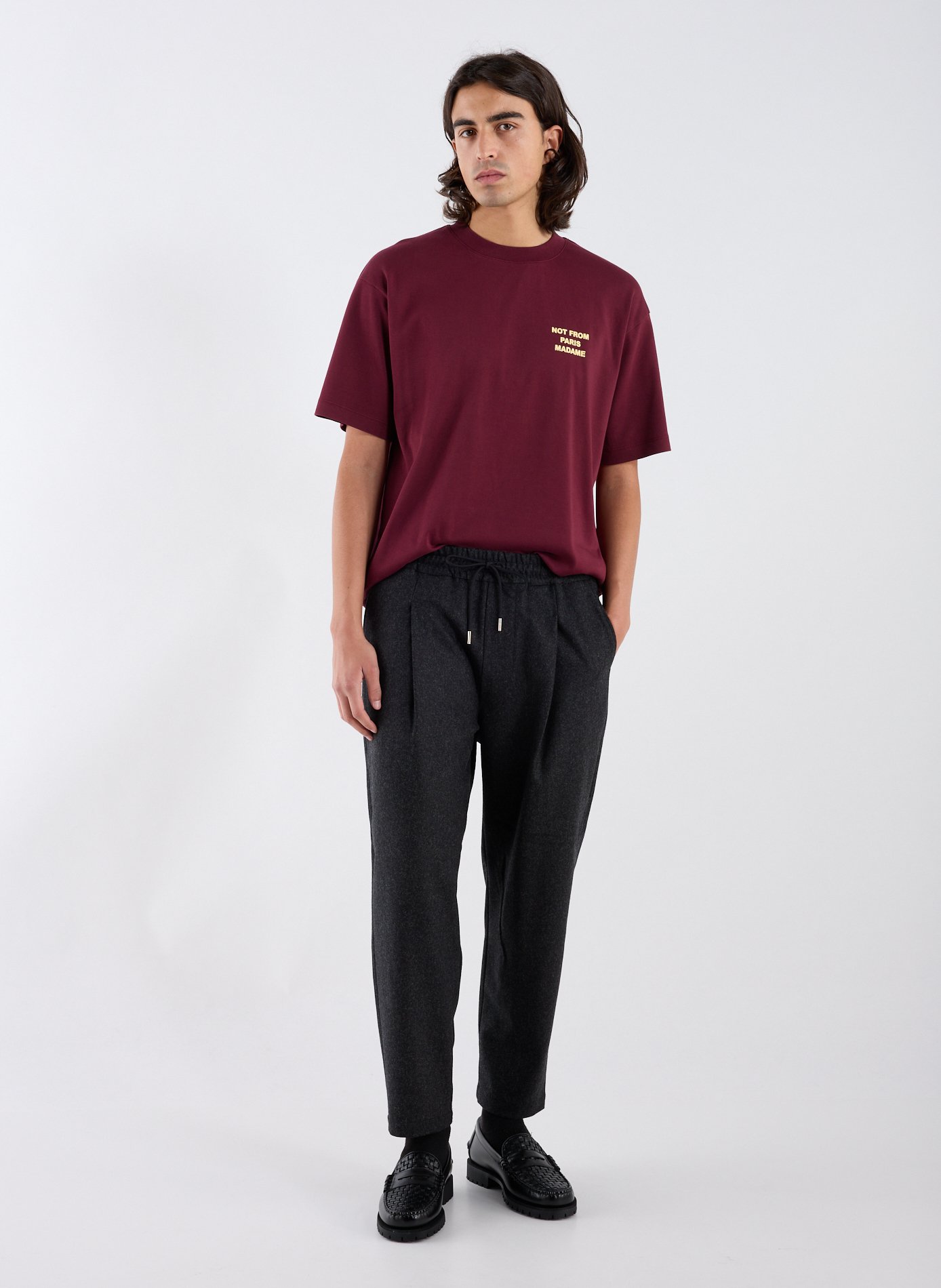 Cropped wool blend trousers DROLE DE MONSIEUR Grey