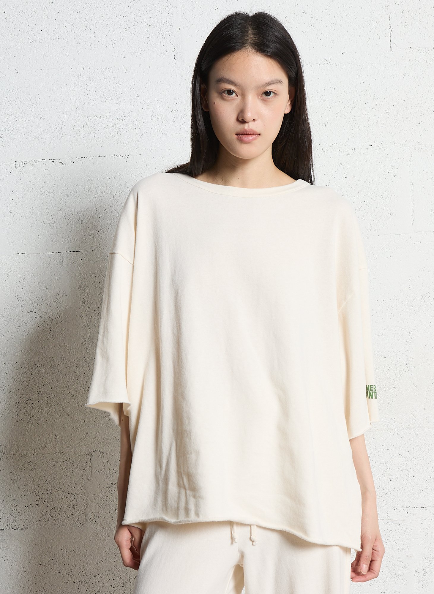 Tee-shirt oversize col rond en coton ykobow AMERICAN VINTAGE Beige