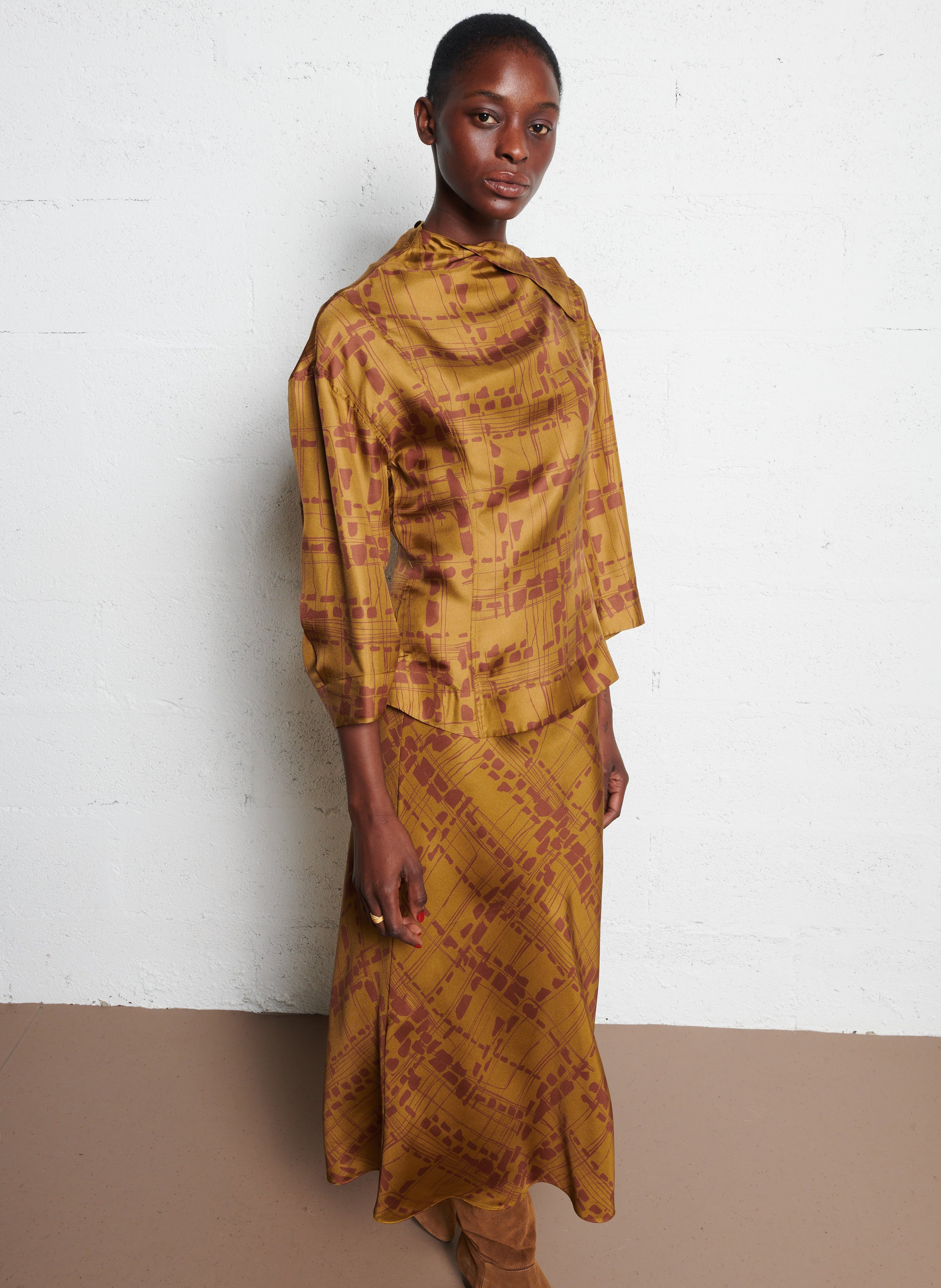 Top ajusté imprimé en soie figari SOEUR Multicolore