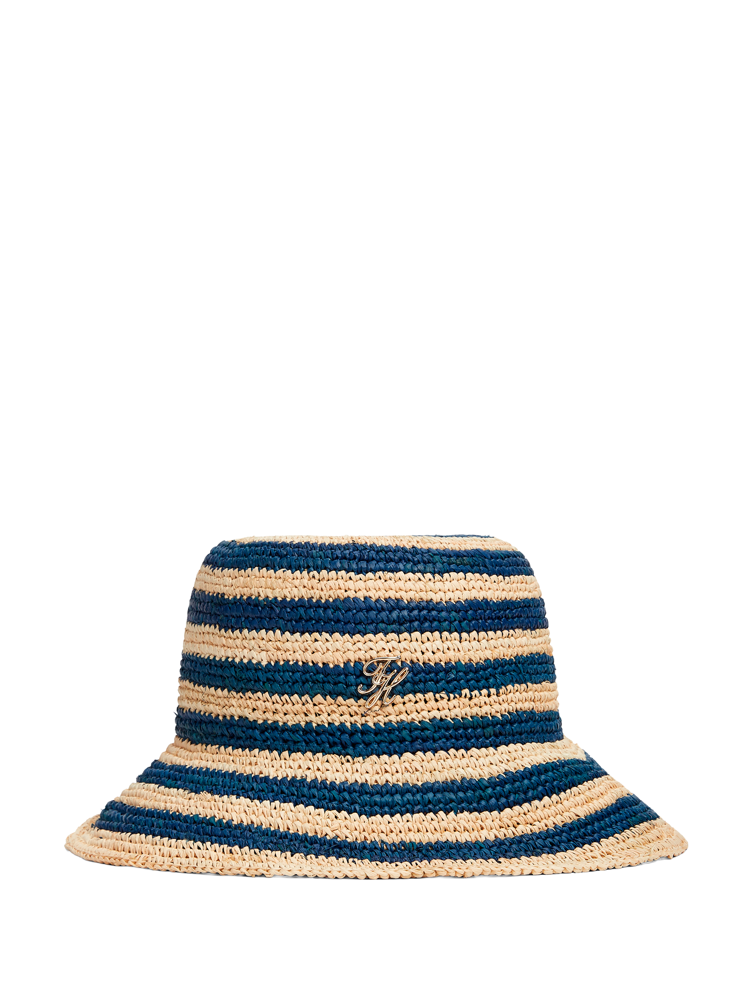 Bob rayé à logo brodé en paille TOMMY HILFIGER Bleu