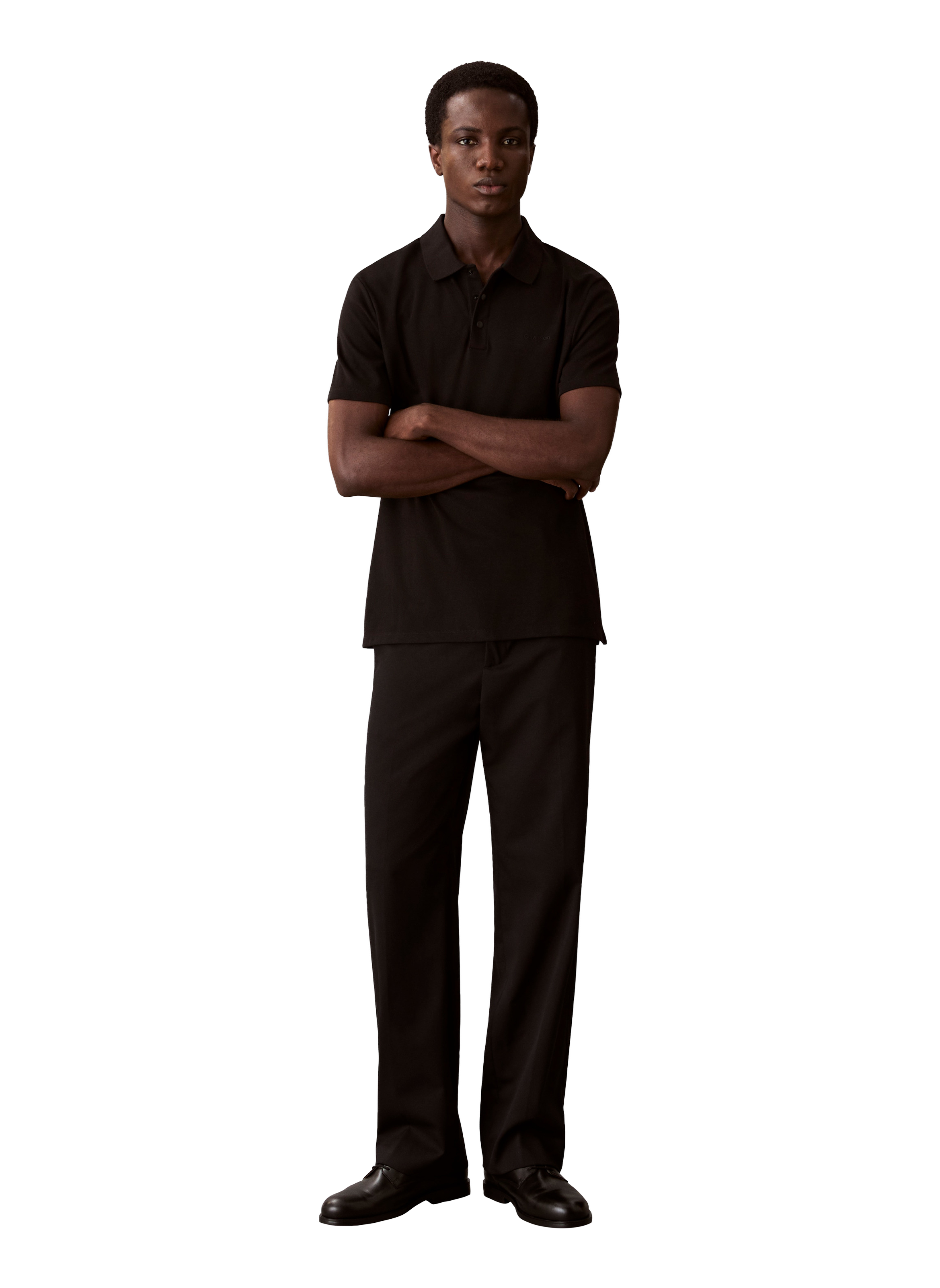 Straight polo in blended BCI cotton CALVIN KLEIN Black