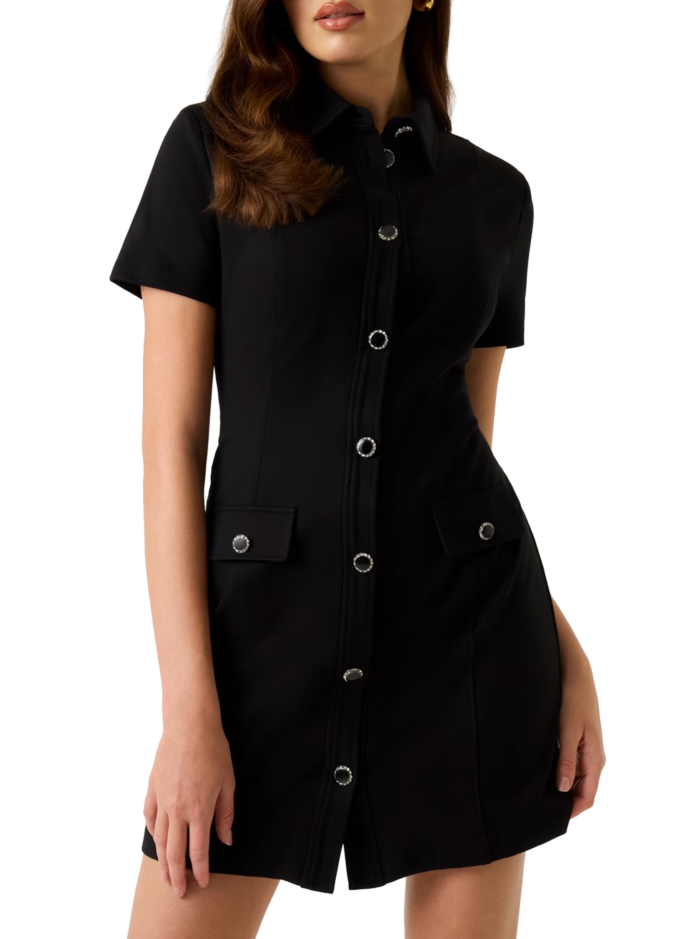 Short polo dress with pockets GUESS Black