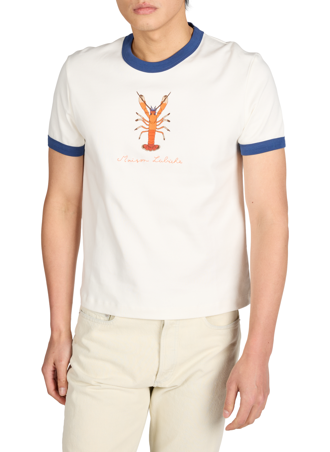 T-shirt droit brodé Montherlant en coton biologique MAISON LABICHE Blanc