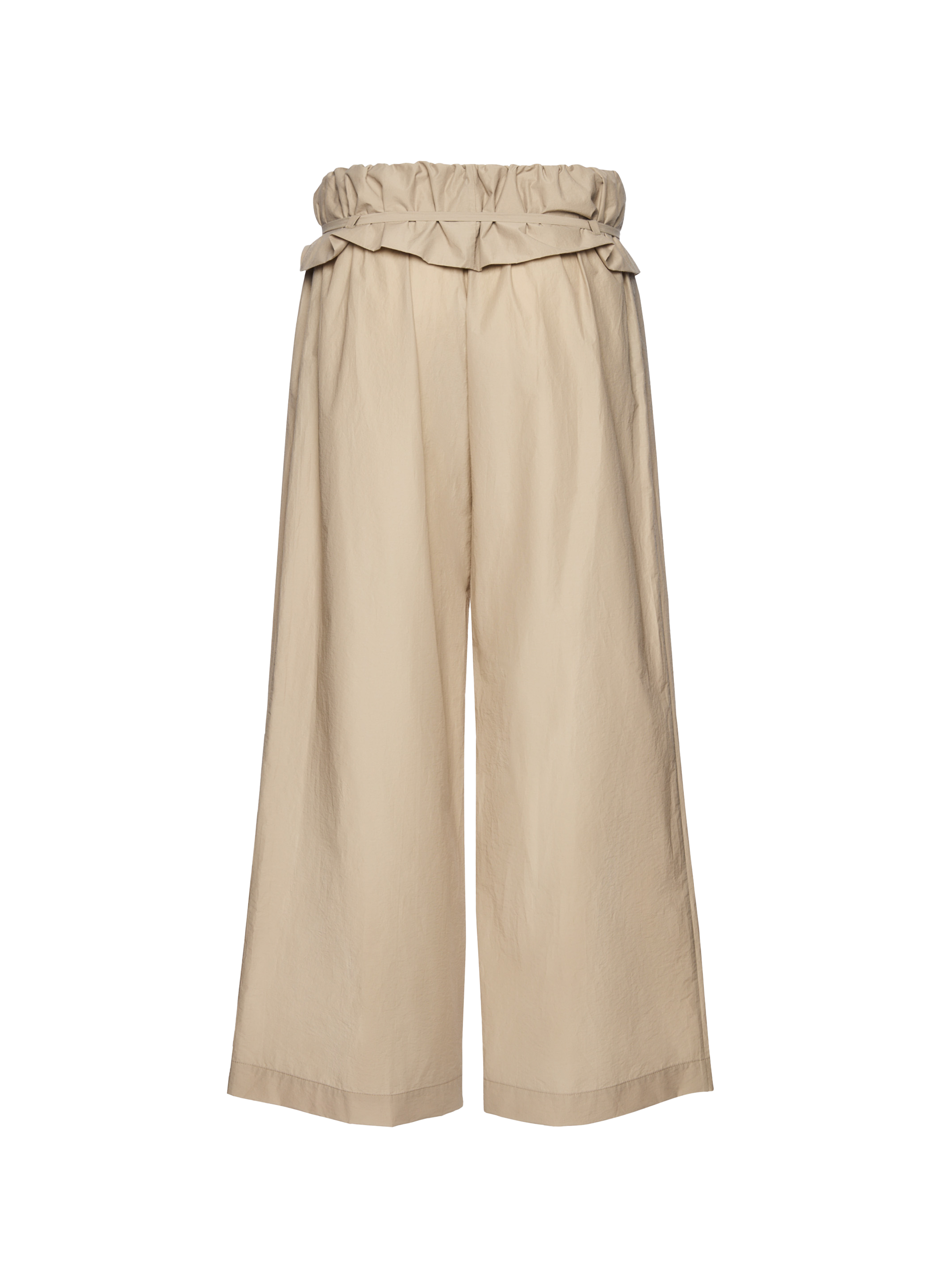 Low-rise pants with ruffles in blended cotton. MAGDA BUTRYM Beige